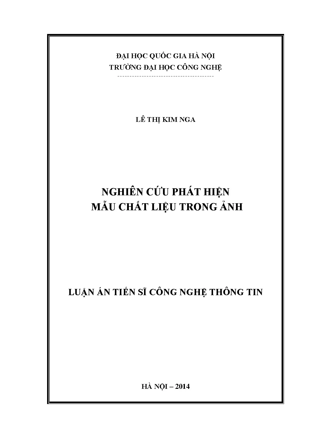 Luận án tiến sĩ nghiên cứu phát hiện mẫu chất liệu trong ảnh