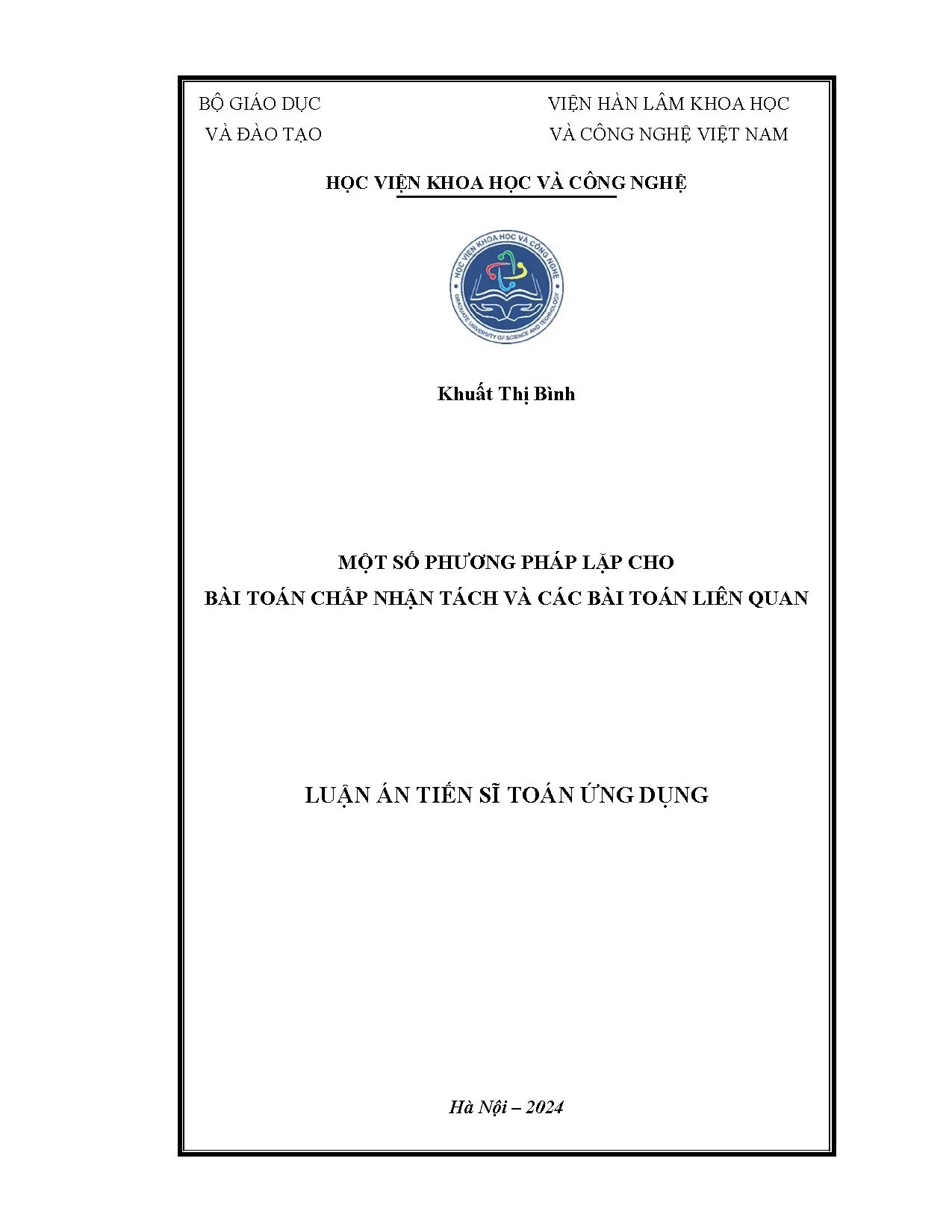 Phương pháp lặp cho bài toán chấp nhận tách & liên quan