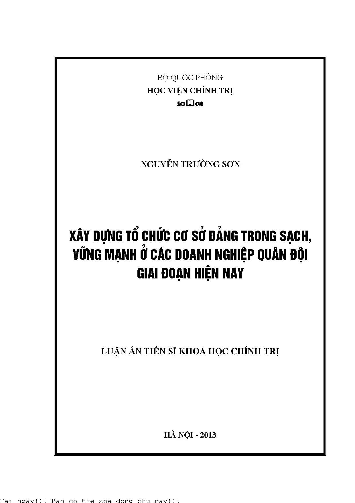 Xây dựng tổ chức cơ sở đảng trong sạch vững mạnh ở các doanh