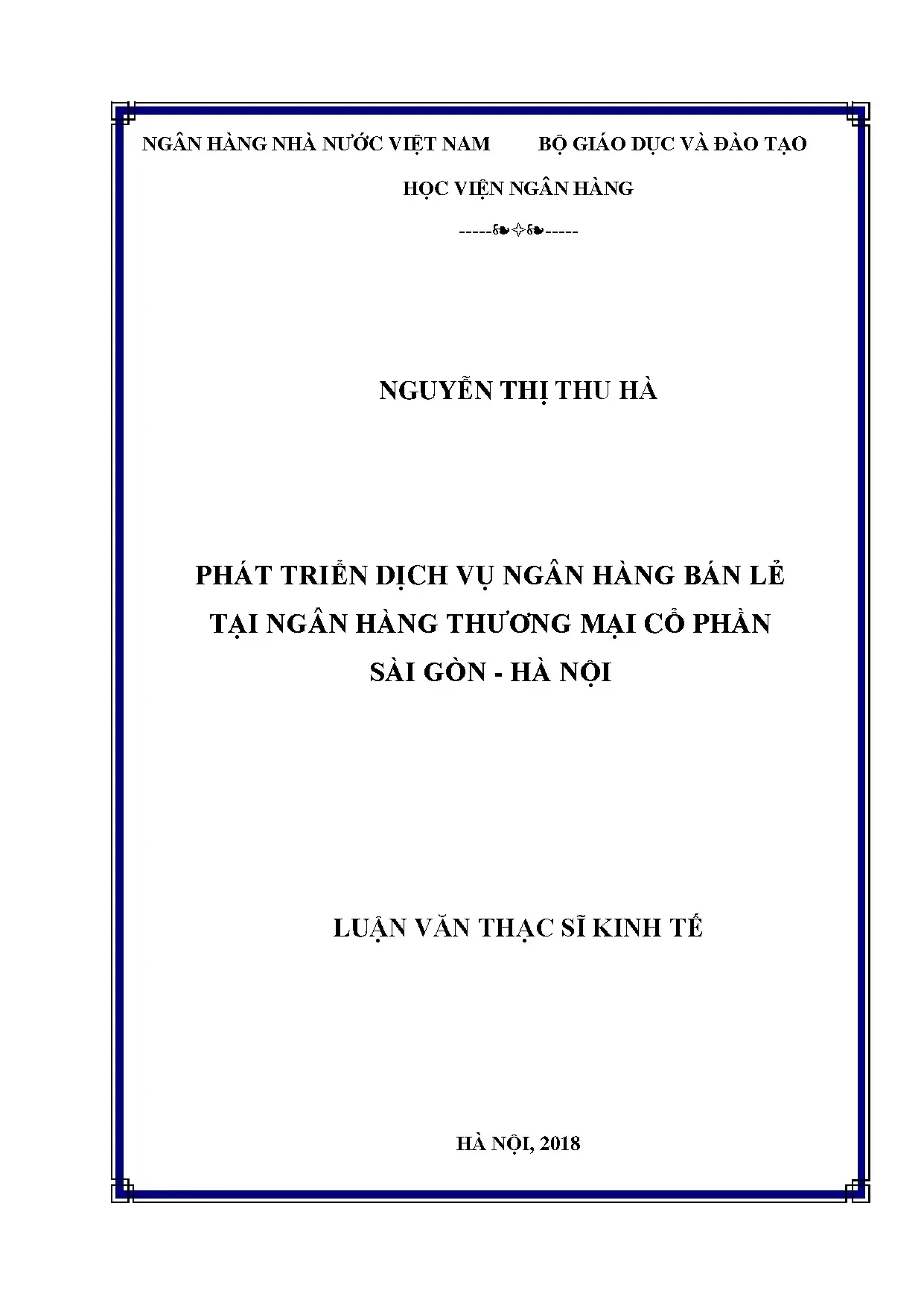 Phát triển dịch vụ ngân hàng bán lẻ tại SHB