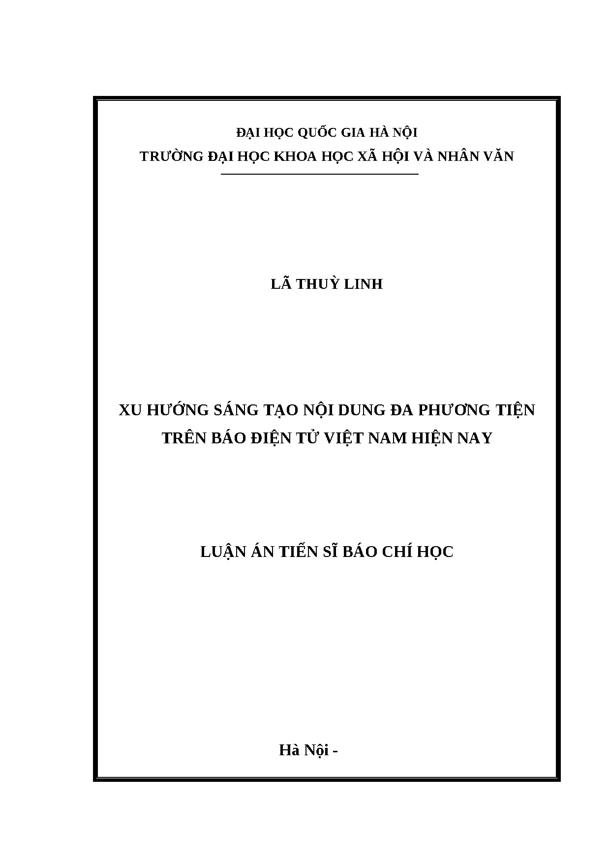 Luận án: Sáng tạo nội dung đa phương tiện trên báo điện tử Việt Nam