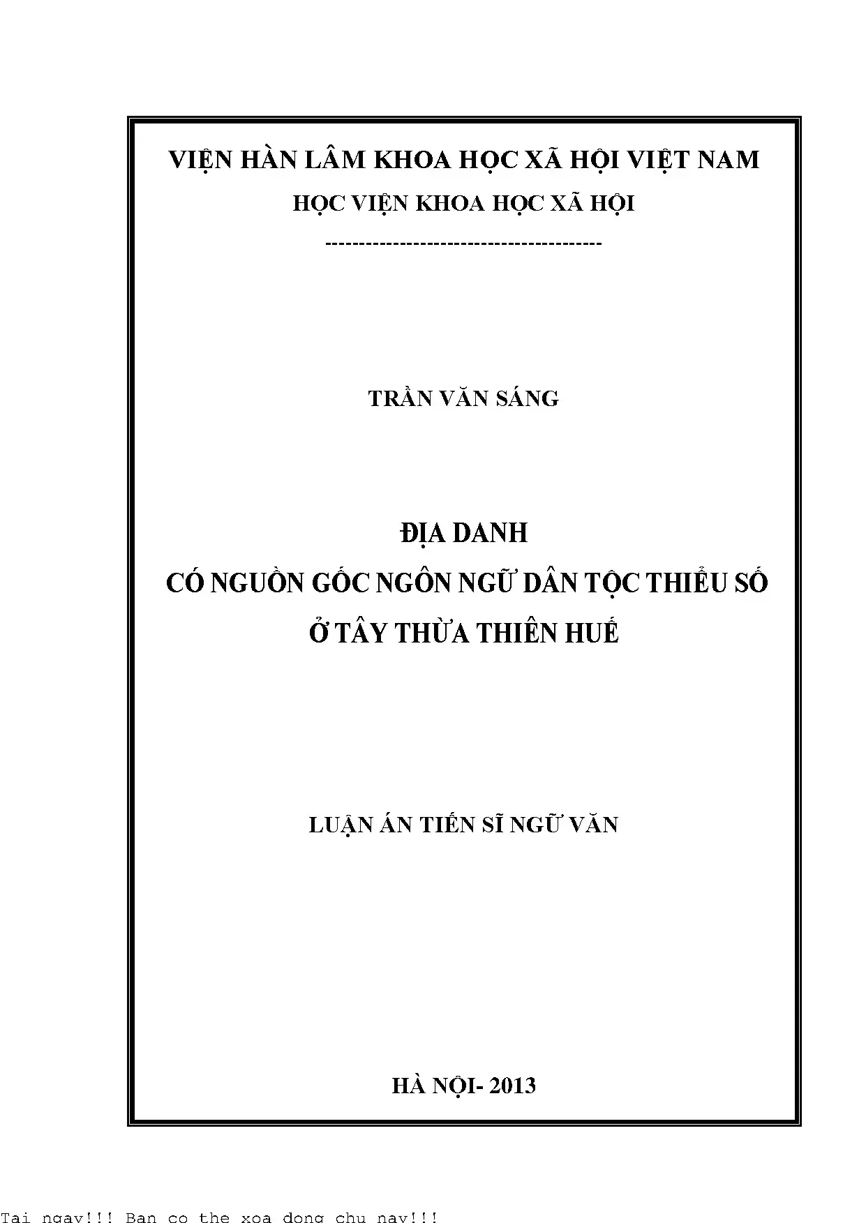 Địa danh có nguồn gốc ngôn ngữ dân tộc thiểu số ở tây thừa t