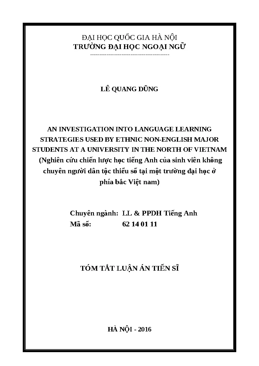 Chiến lược học tiếng Anh của sinh viên dân tộc thiểu số miền Bắc