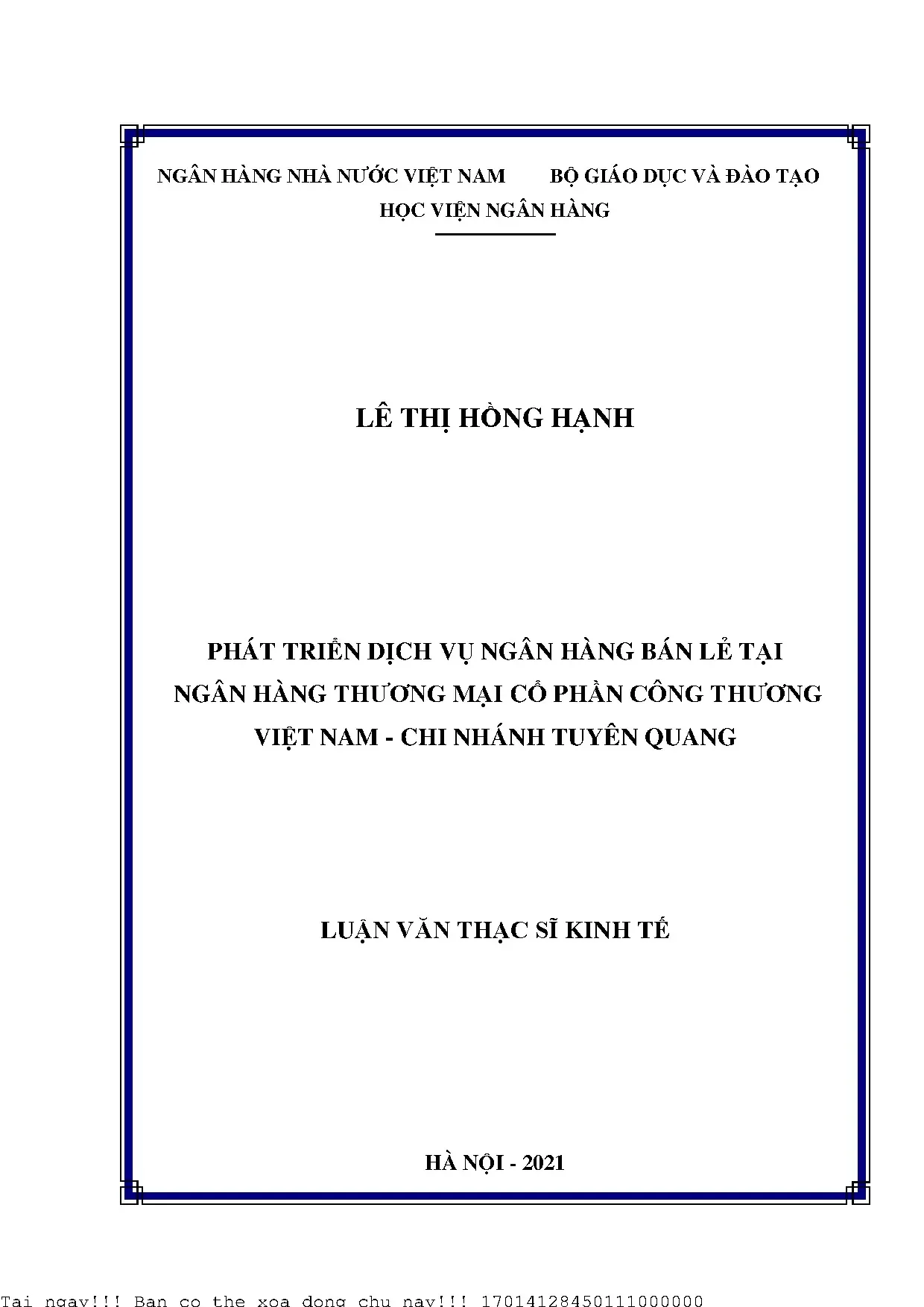 Phát triển dịch vụ ngân hàng bán lẻ Vietinbank Tuyên Quang