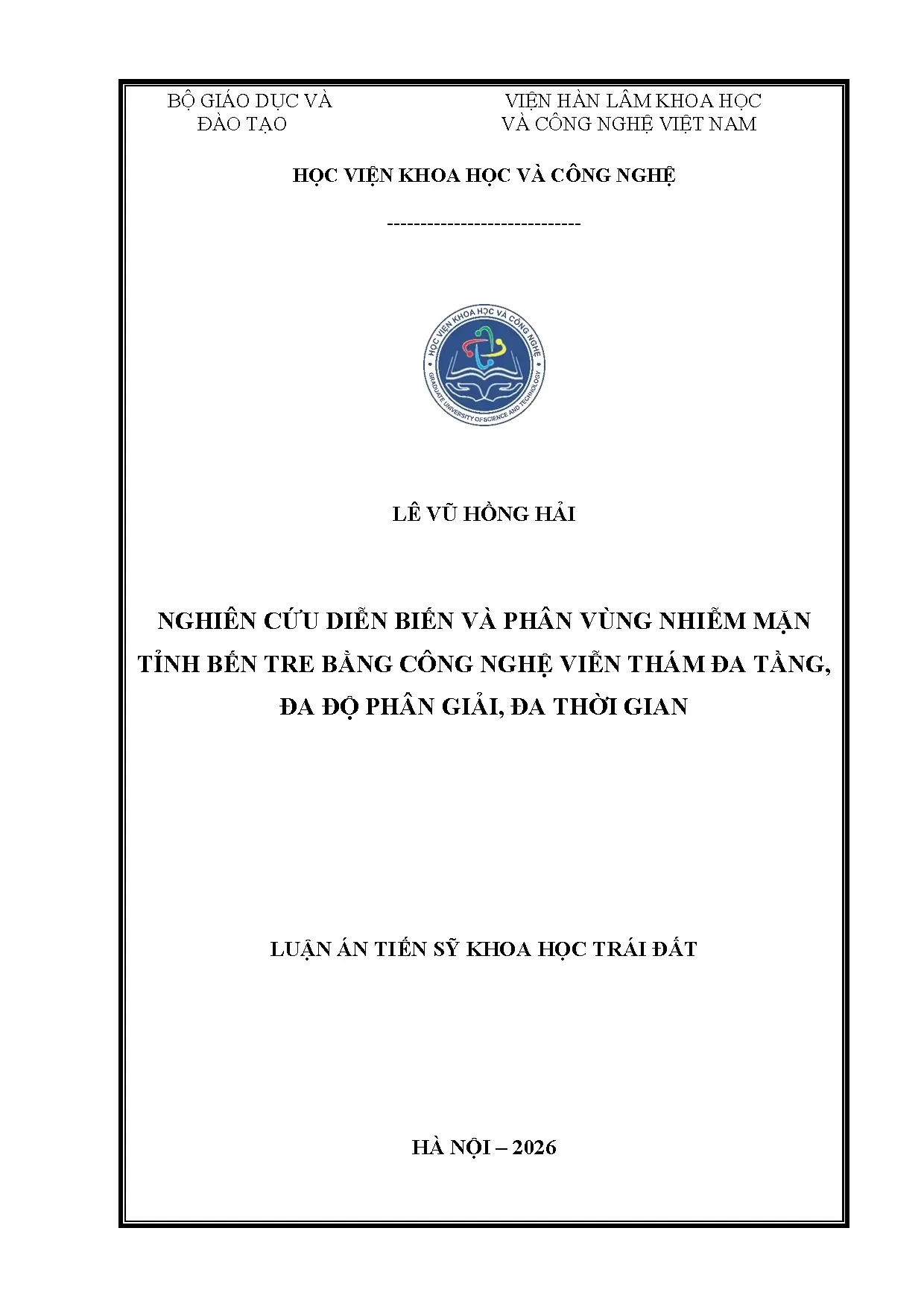 Nghiên cứu diễn biến nhiễm mặn Bến Tre bằng viễn thám đa tầng
