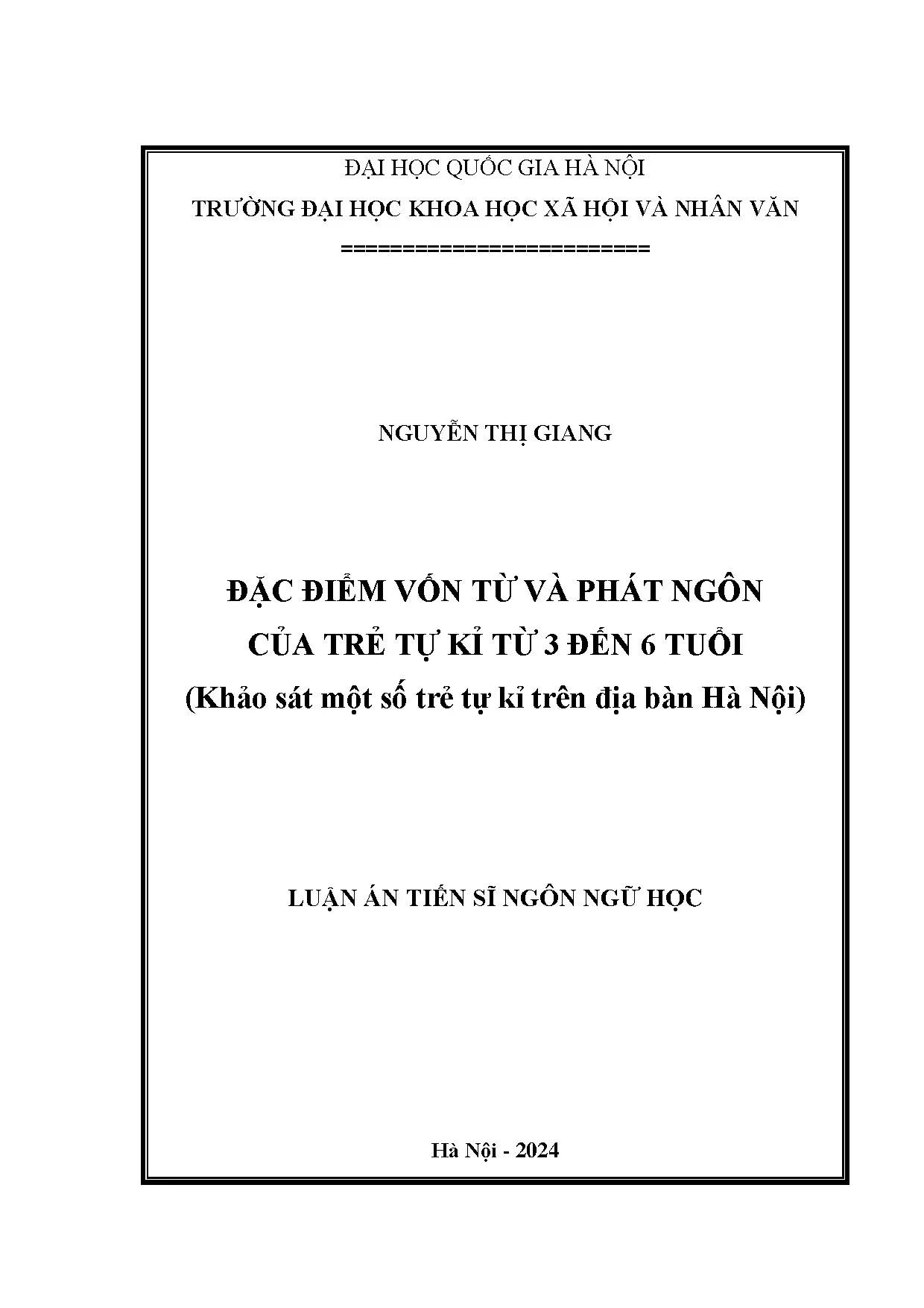 Đặc điểm vốn từ & phát ngôn trẻ tự kỷ 3-6 tuổi