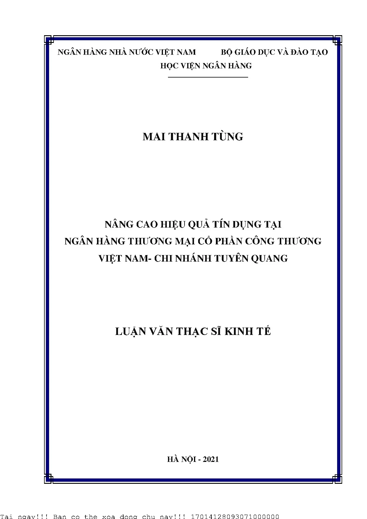 Nâng cao hiệu quả tín dụng tại ngân hàng thương mại cổ phần Việt Nam