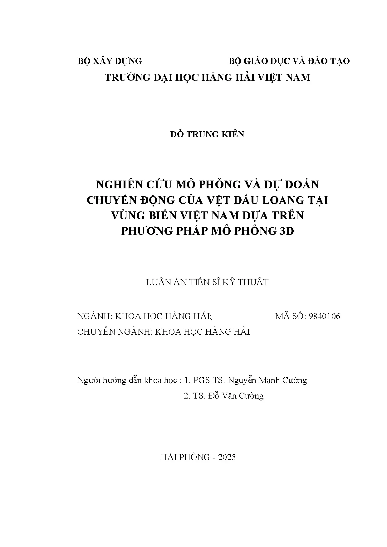 Nghiên cứu mô phỏng dầu loang tại vùng biển Việt Nam