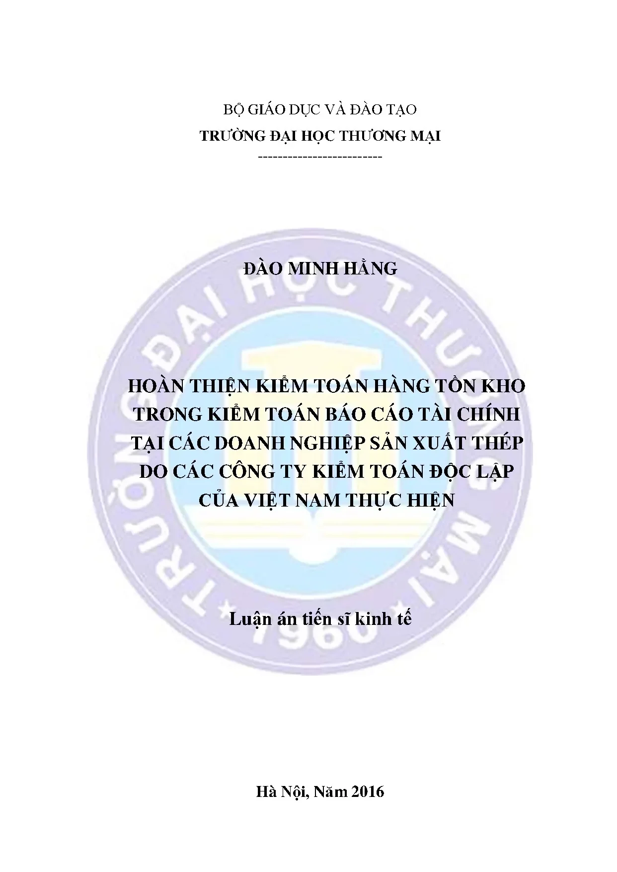 Hoàn thiện kiểm toán hàng tồn kho tại doanh nghiệp sản xuất thép