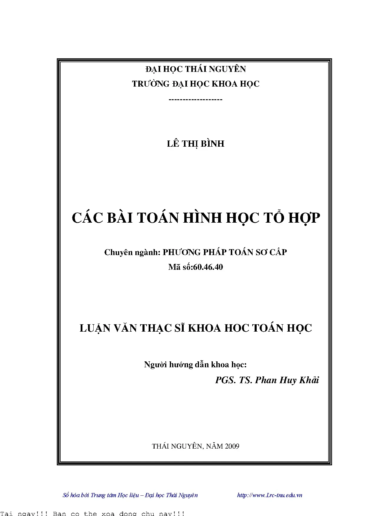 Các phương pháp giải bài toán hình học tổ hợp