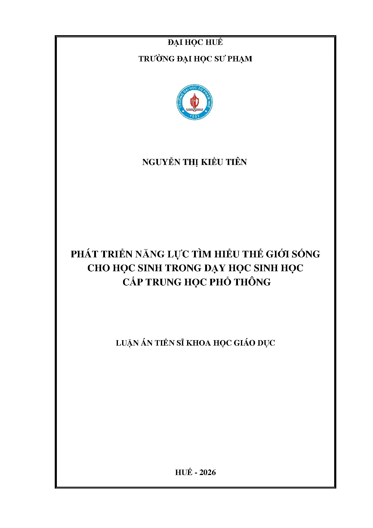 Phát triển năng lực tìm hiểu thế giới sống cho HS THPT