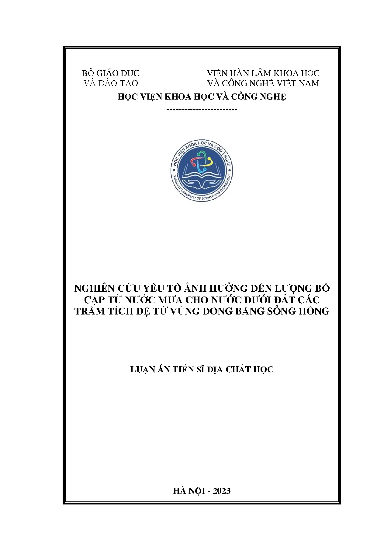 Yếu tố ảnh hưởng bổ cập nước mưa cho nước dưới đất ĐBSH