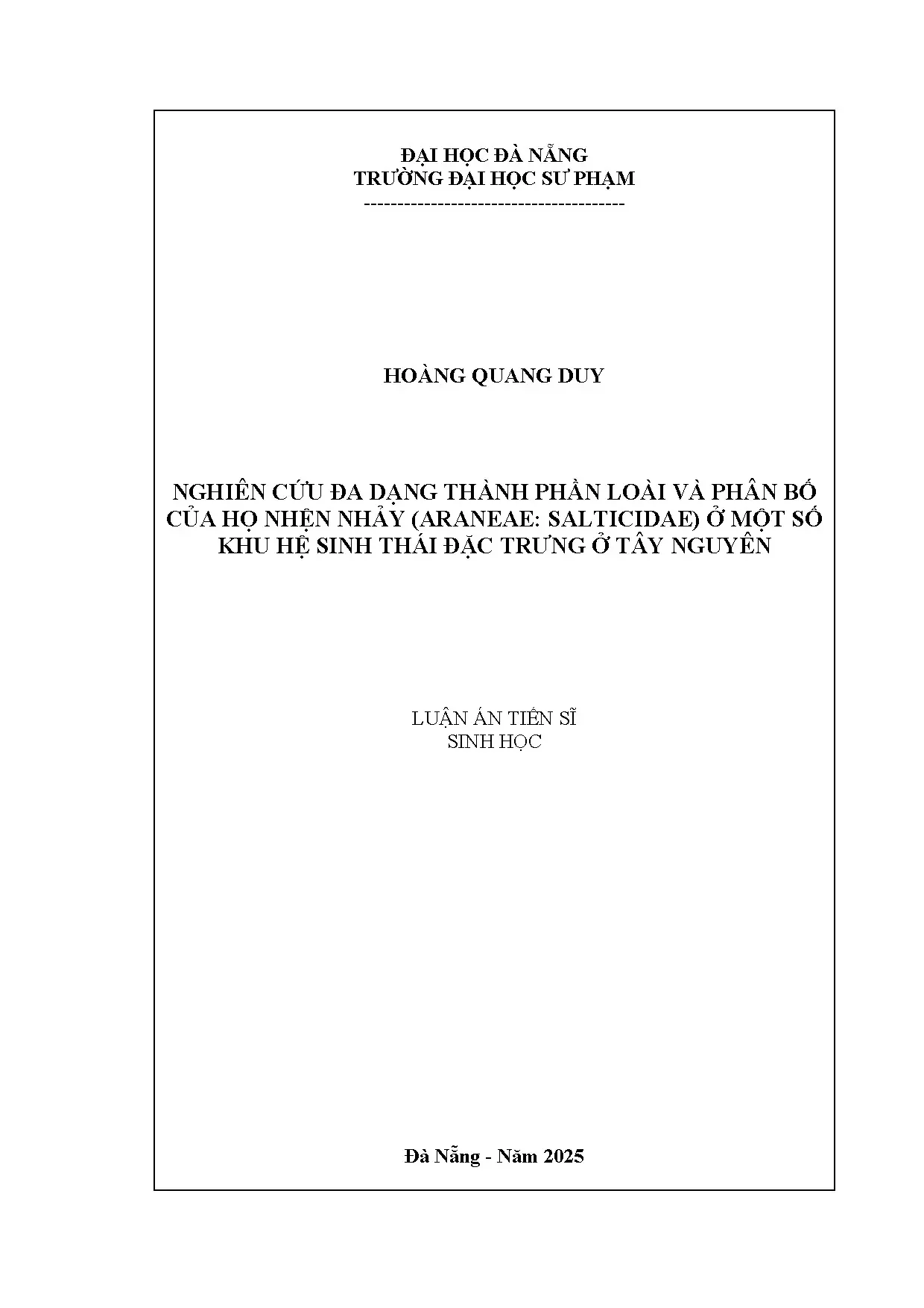 Đa dạng Nhện nhảy Salticidae ở Tây Nguyên