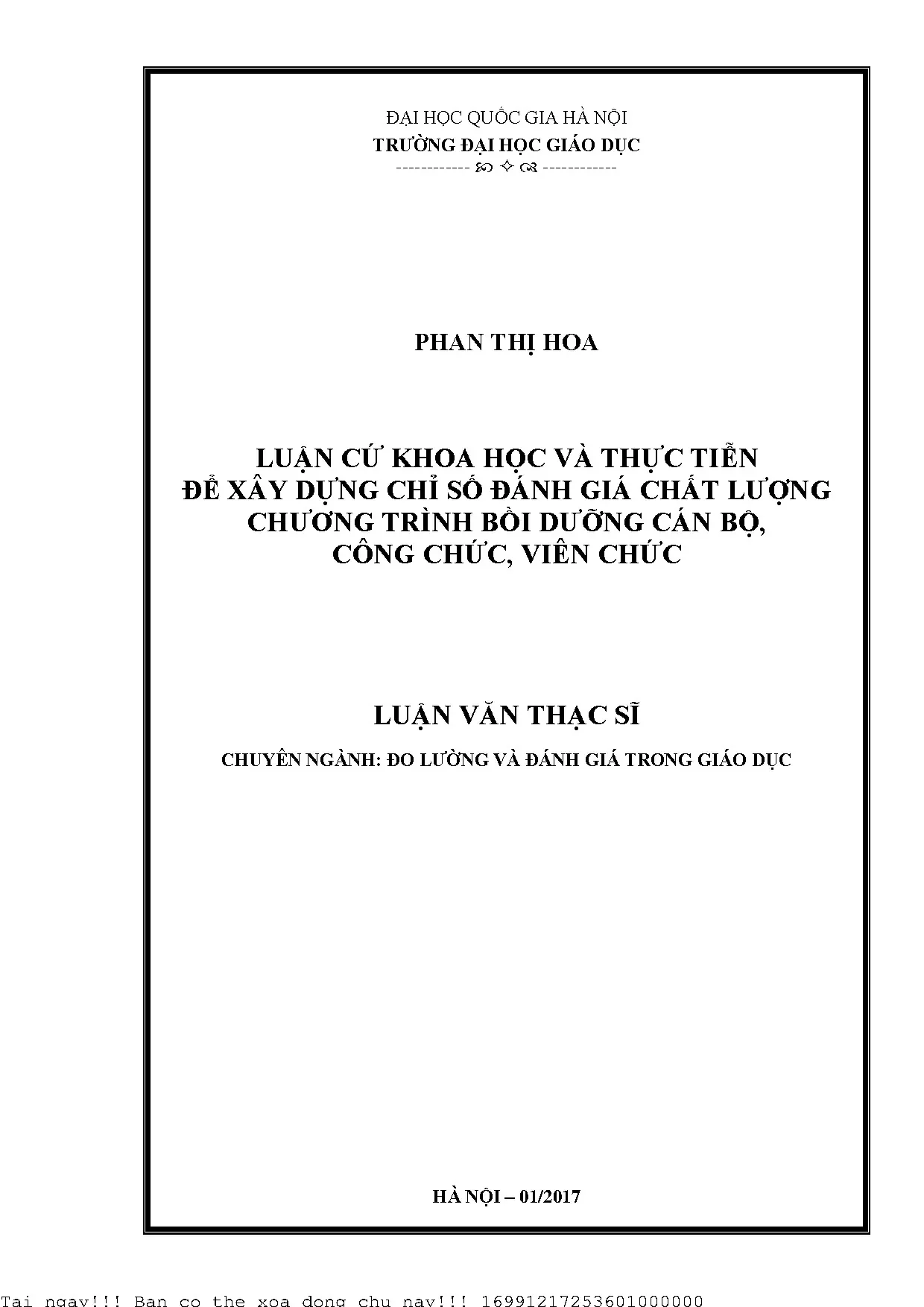 Chỉ số đánh giá chất lượng chương trình bồi dưỡng cán bộ công chức