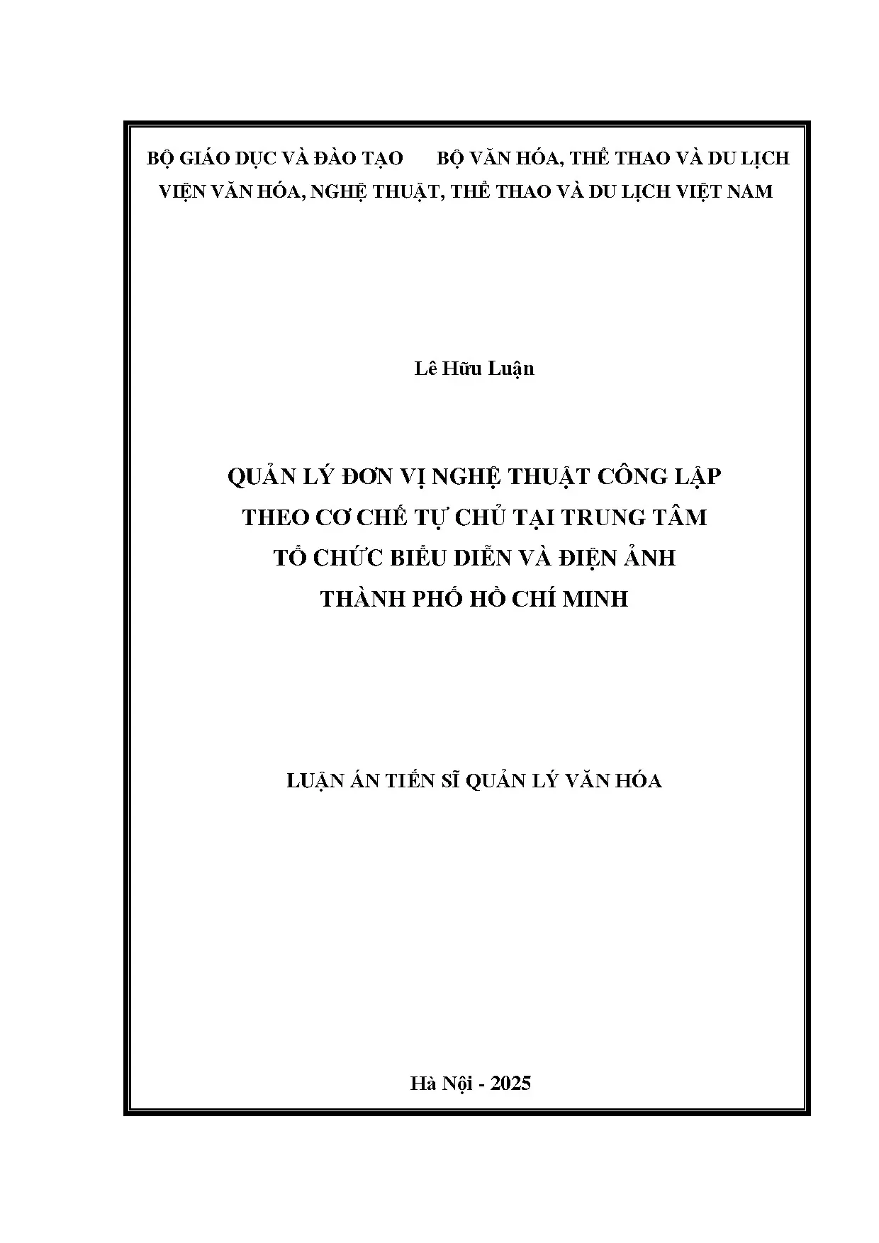 Quản lý đơn vị nghệ thuật công lập theo cơ chế tự chủ tại TP.HCM