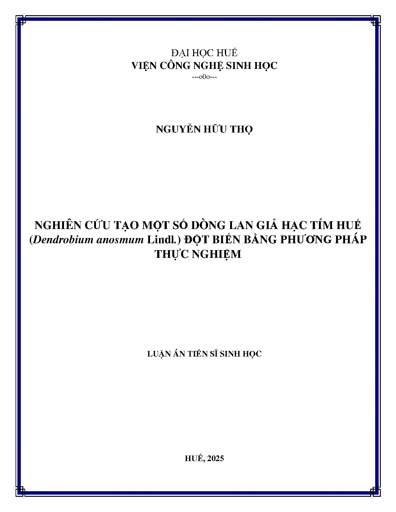 Luận án tạo dòng lan Giả hạc tím Huế đột biến
