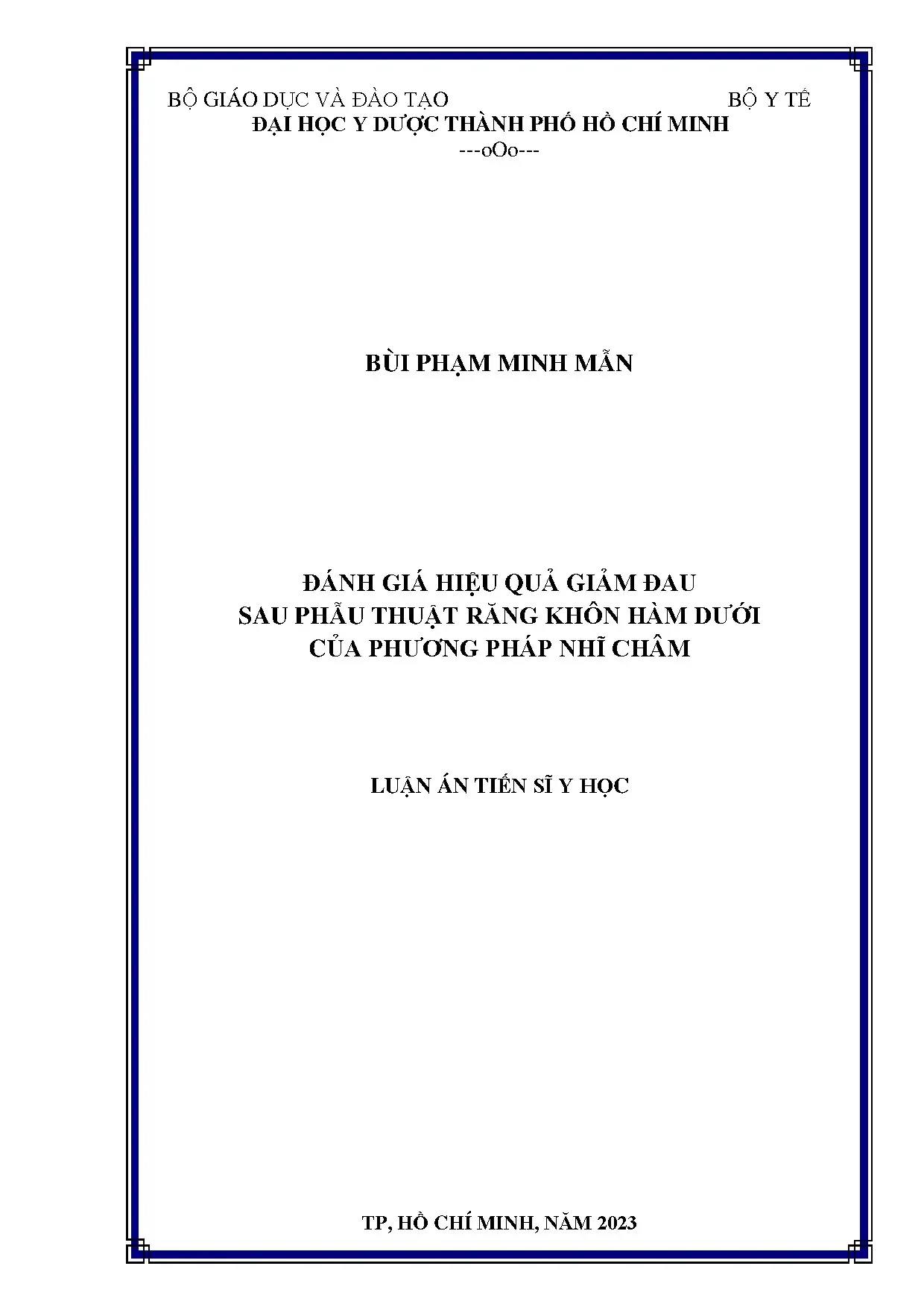 Đánh giá hiệu quả giảm đau sau phẫu thuật răng khôn hàm dưới bằng nhĩ châm