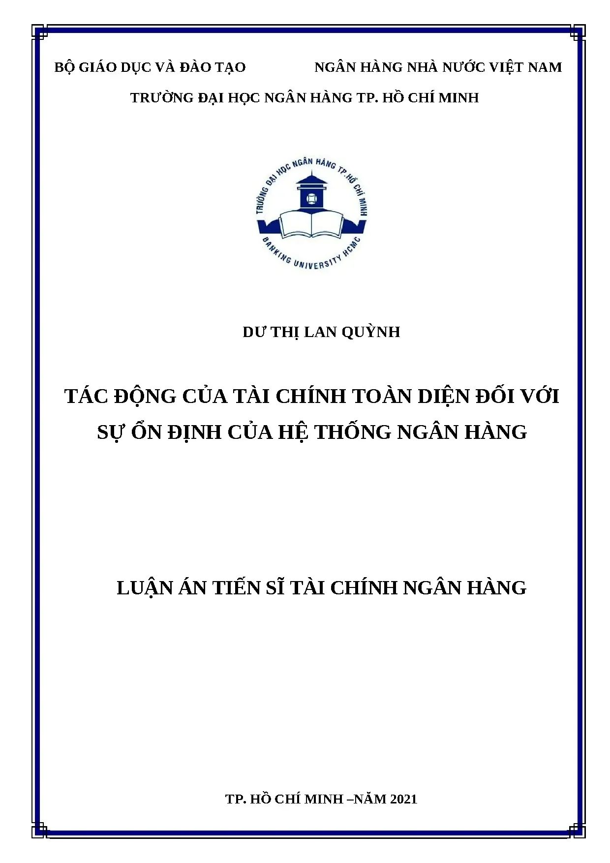 Tài chính toàn diện và ổn định hệ thống ngân hàng: Nghiên cứu tại ASEAN