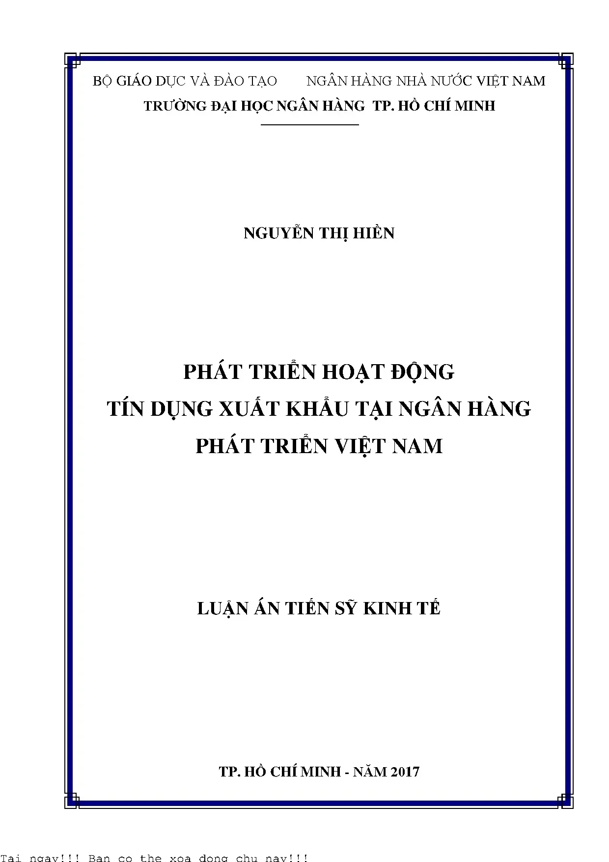 Phát triển tín dụng xuất khẩu tại Ngân hàng Phát triển Việt Nam