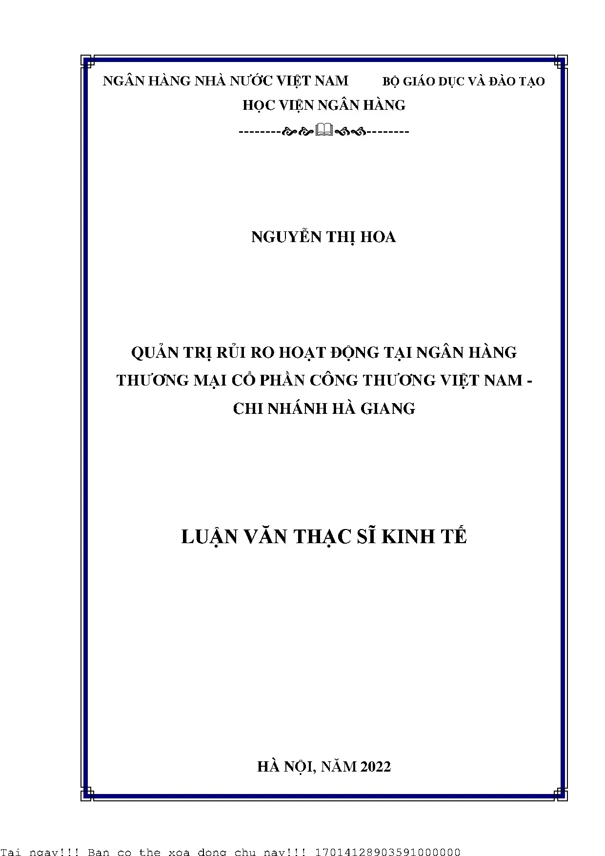 Quản trị rủi ro hoạt động ngân hàng: Kinh nghiệm tại VietinBank Hà Giang