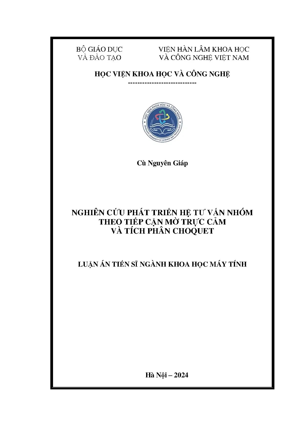 Hệ tư vấn nhóm mờ trực cảm & tích phân Choquet