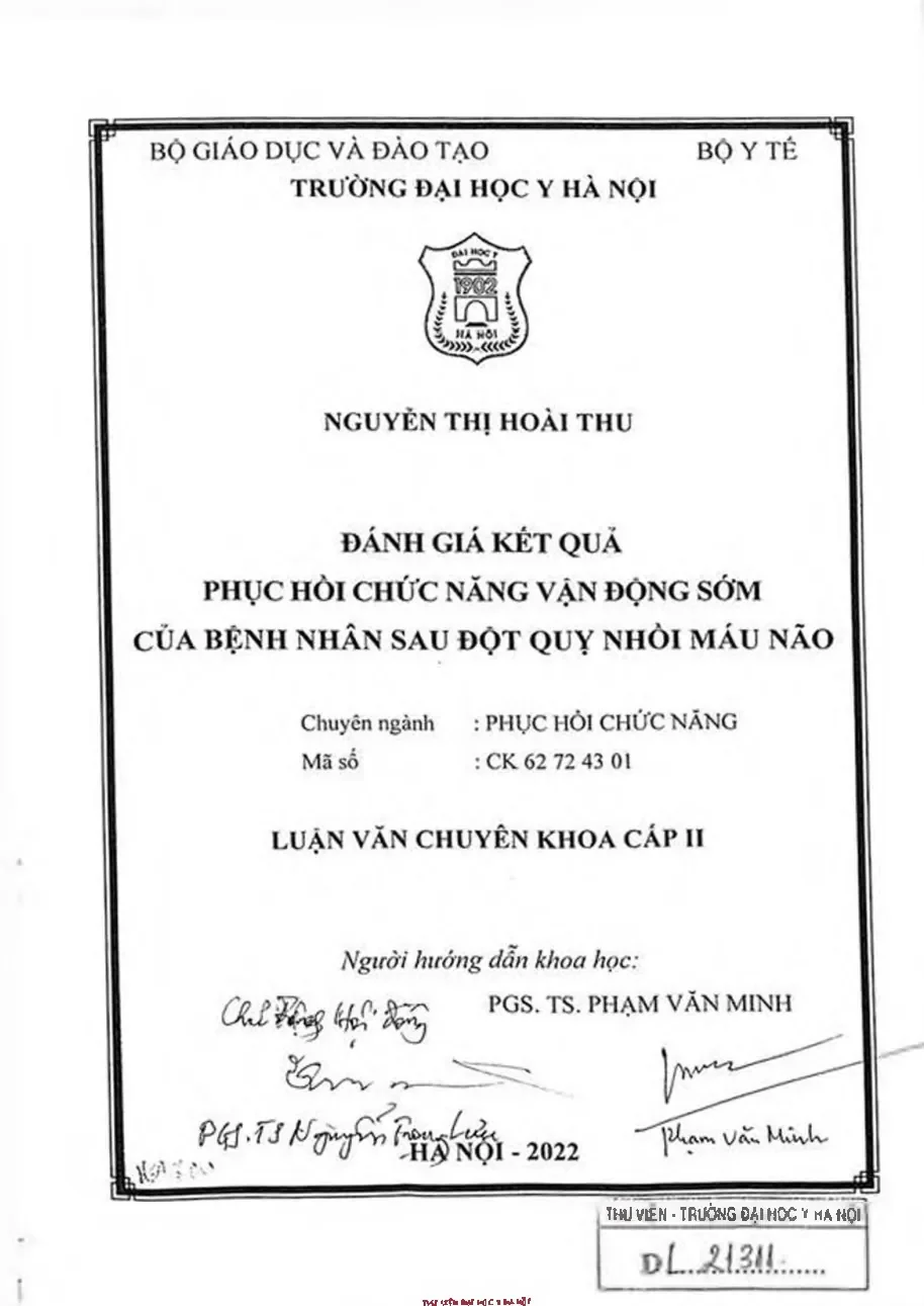 Đánh giá hiệu quả phục hồi chức năng vận động sớm cho bệnh nhân sau đột quỵ