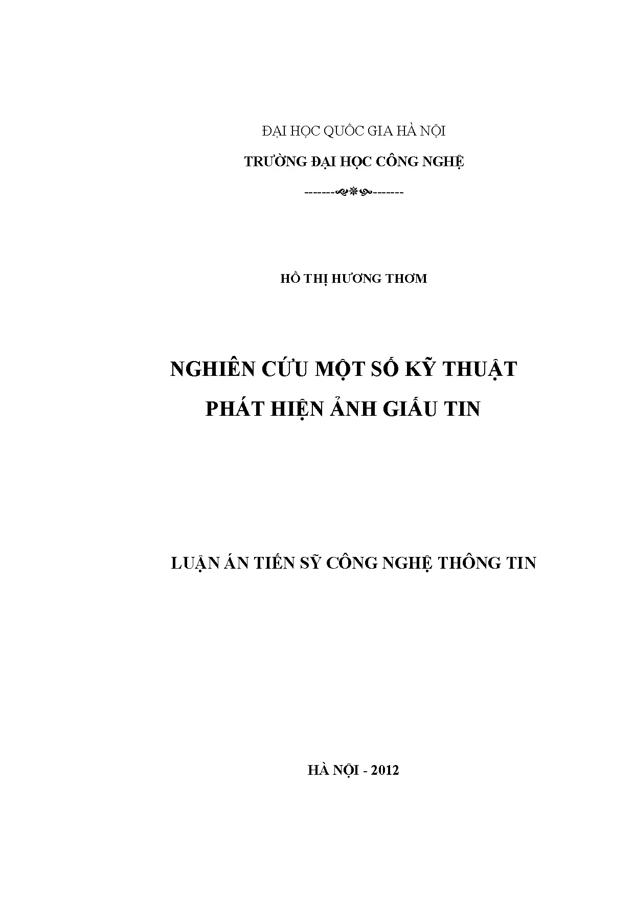 Luận án tiến sĩ nghiên cứu một số kỹ thuật phát hiện ảnh giấ