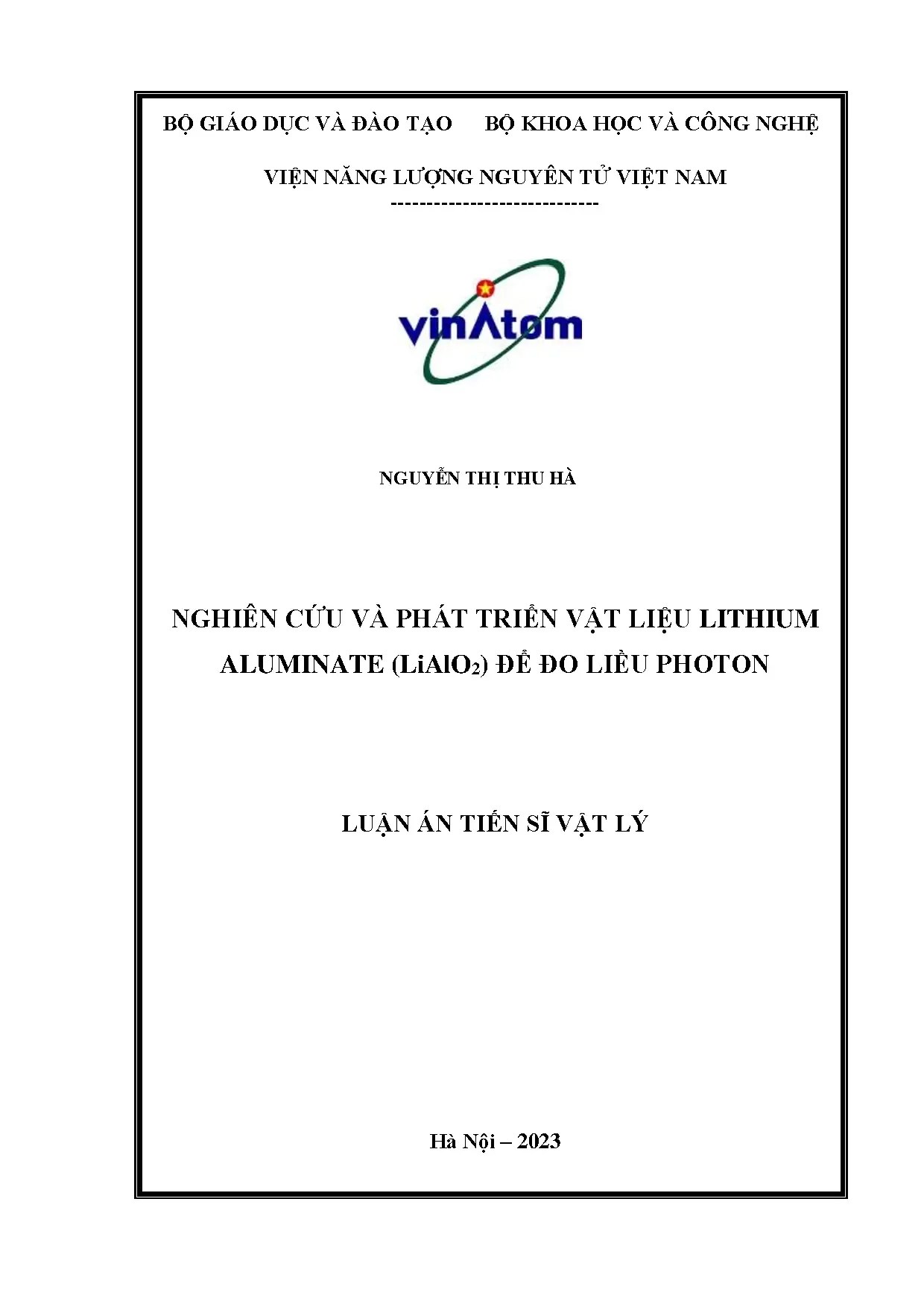 Nghiên cứu và phát triển vật liệu LiAlO2 để đo liều photon
