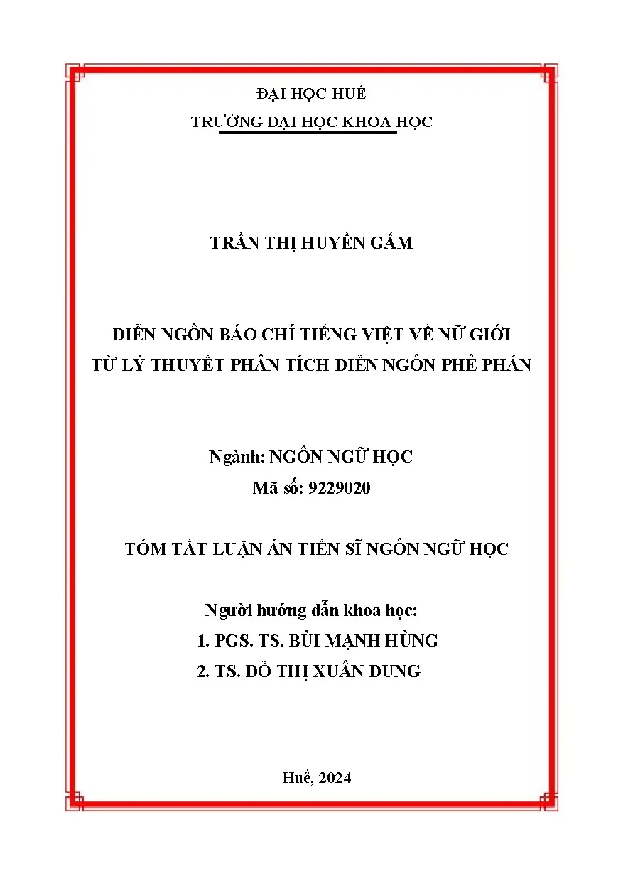 Diễn ngôn báo chí Việt về nữ giới: Phân tích phê phán