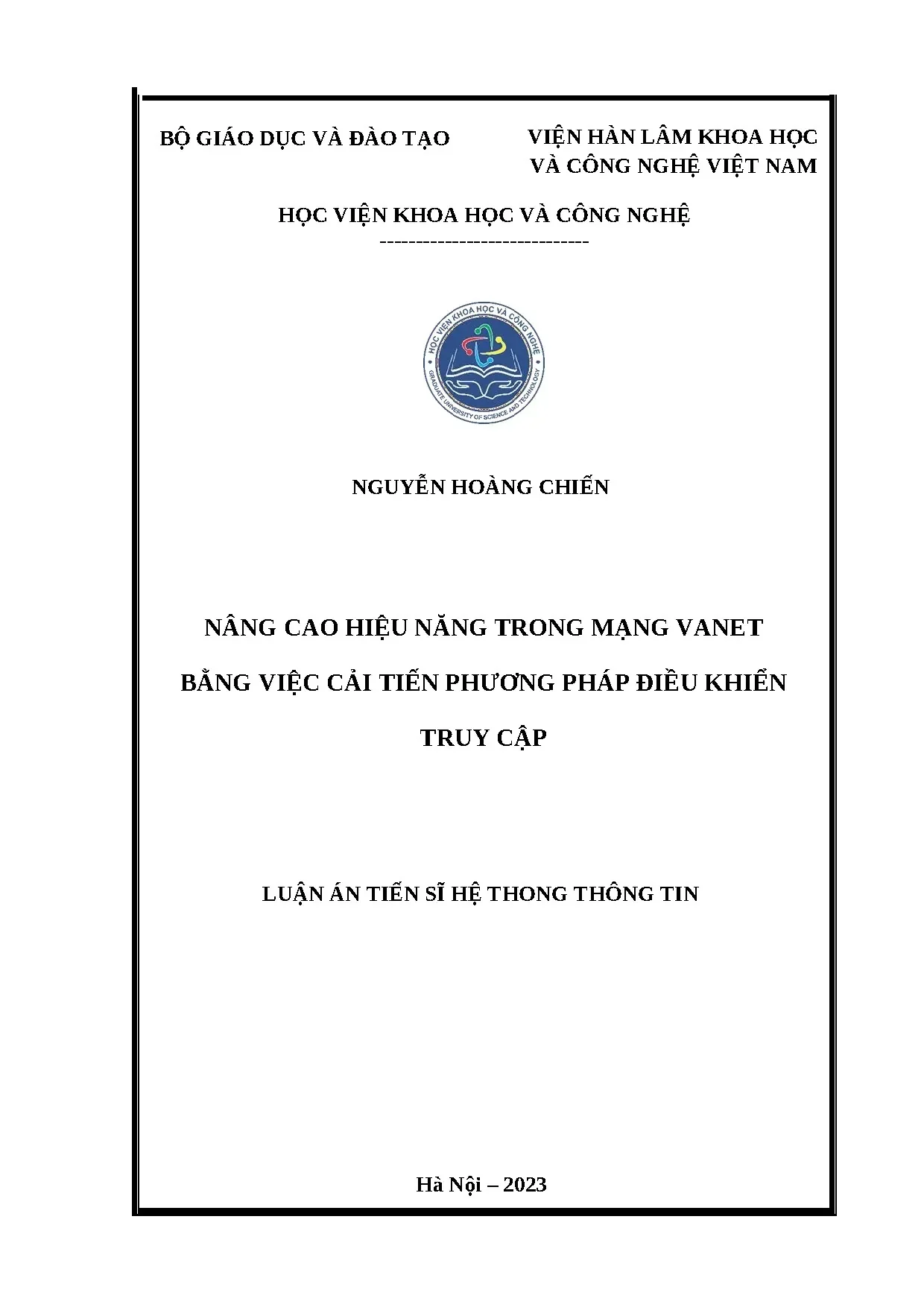 Nâng cao hiệu năng mạng VANET bằng phương pháp điều khiển truy cập