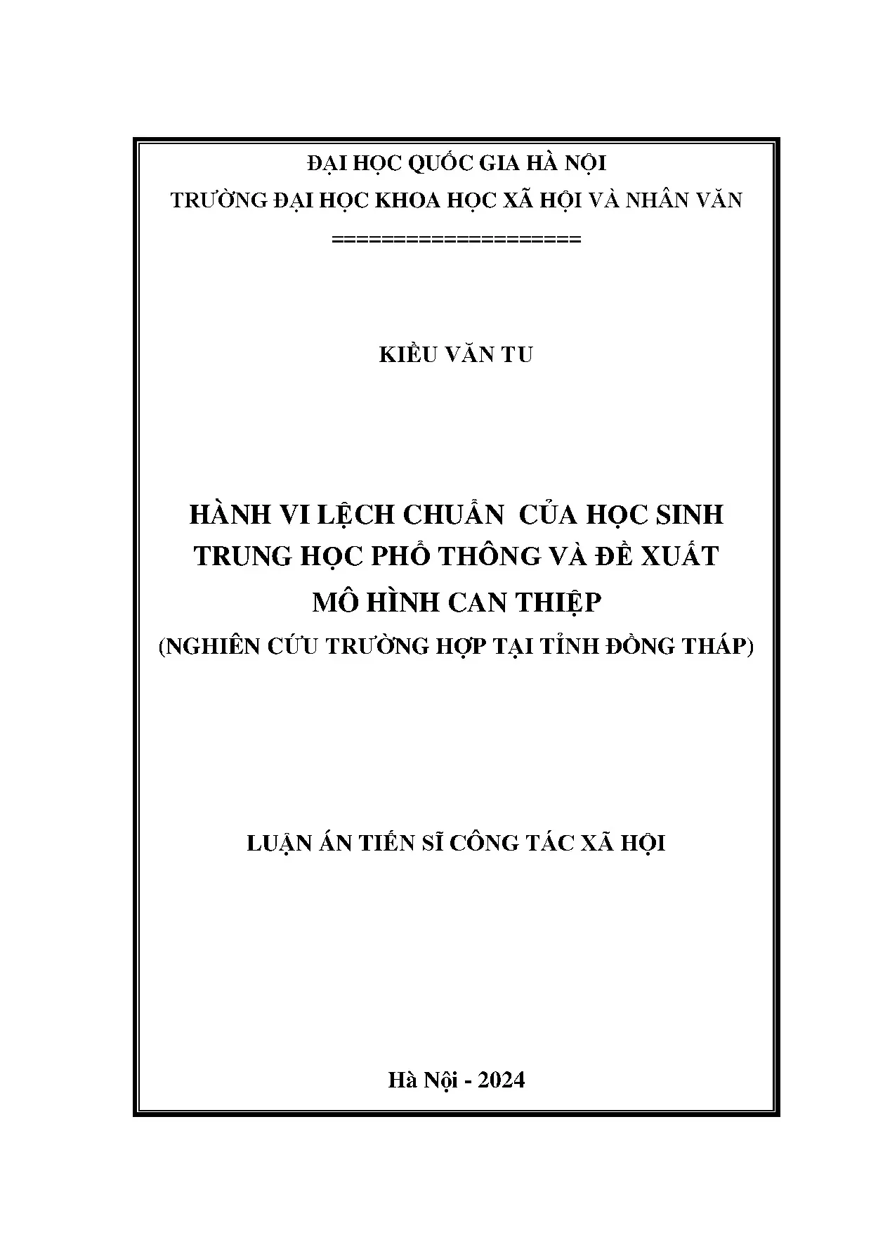 Hành vi lệch chuẩn THPT & mô hình can thiệp
