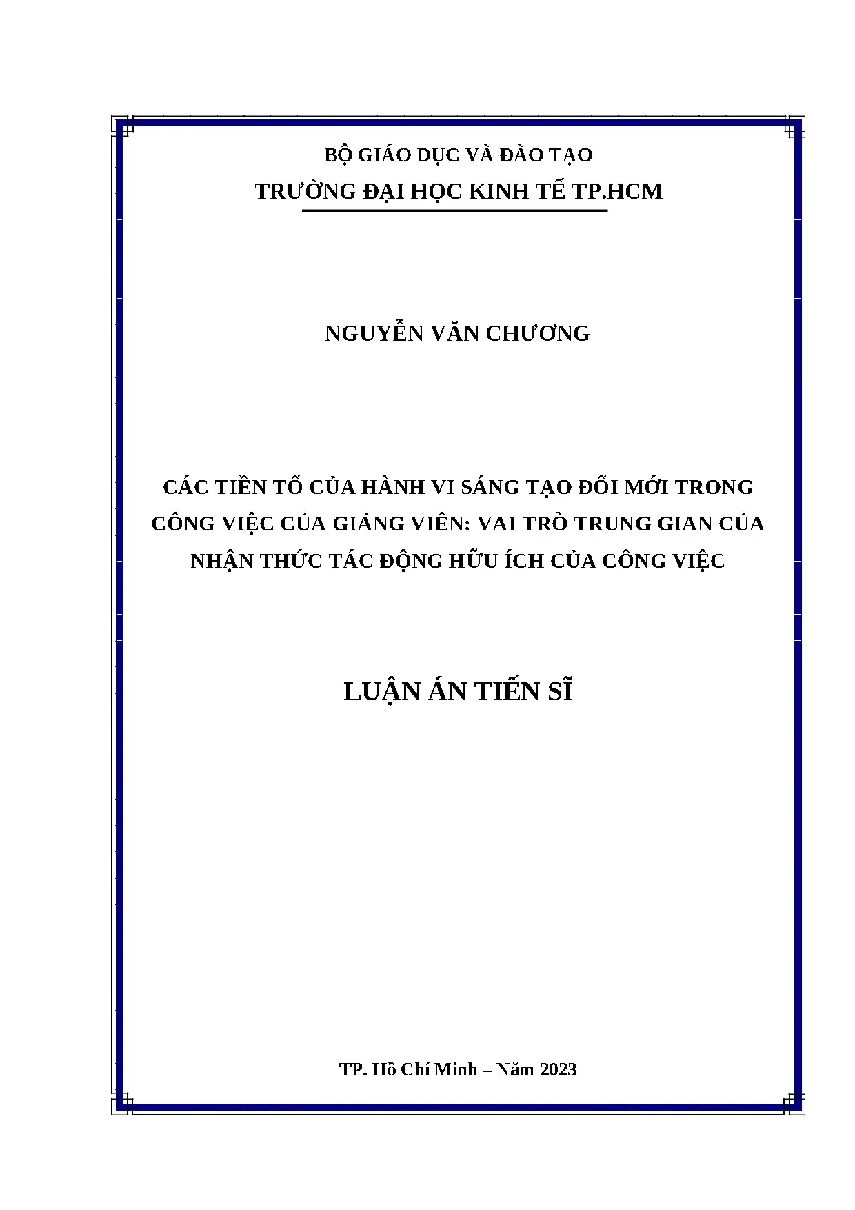 Tiền tố hành vi sáng tạo đổi mới giảng viên & nhận thức tác động