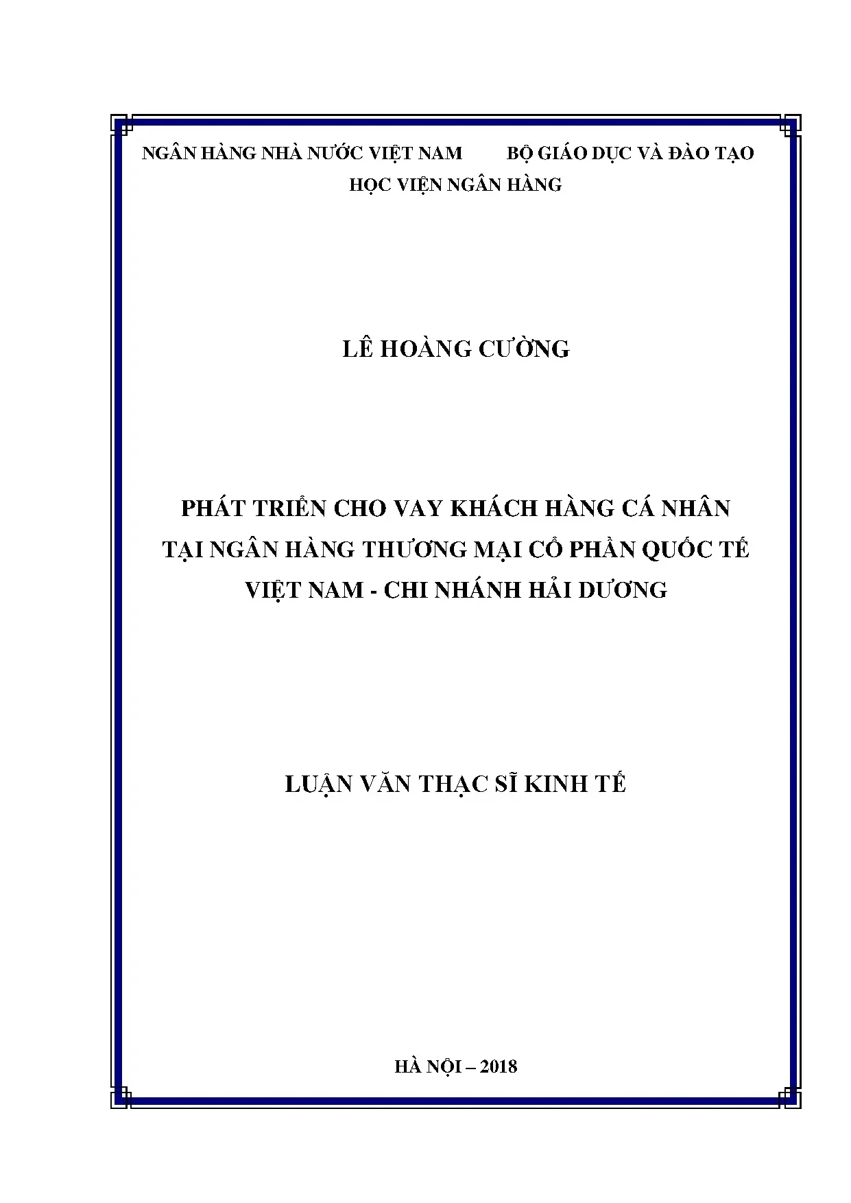 Phát triển cho vay khách hàng cá nhân tại VIB Hải Dương