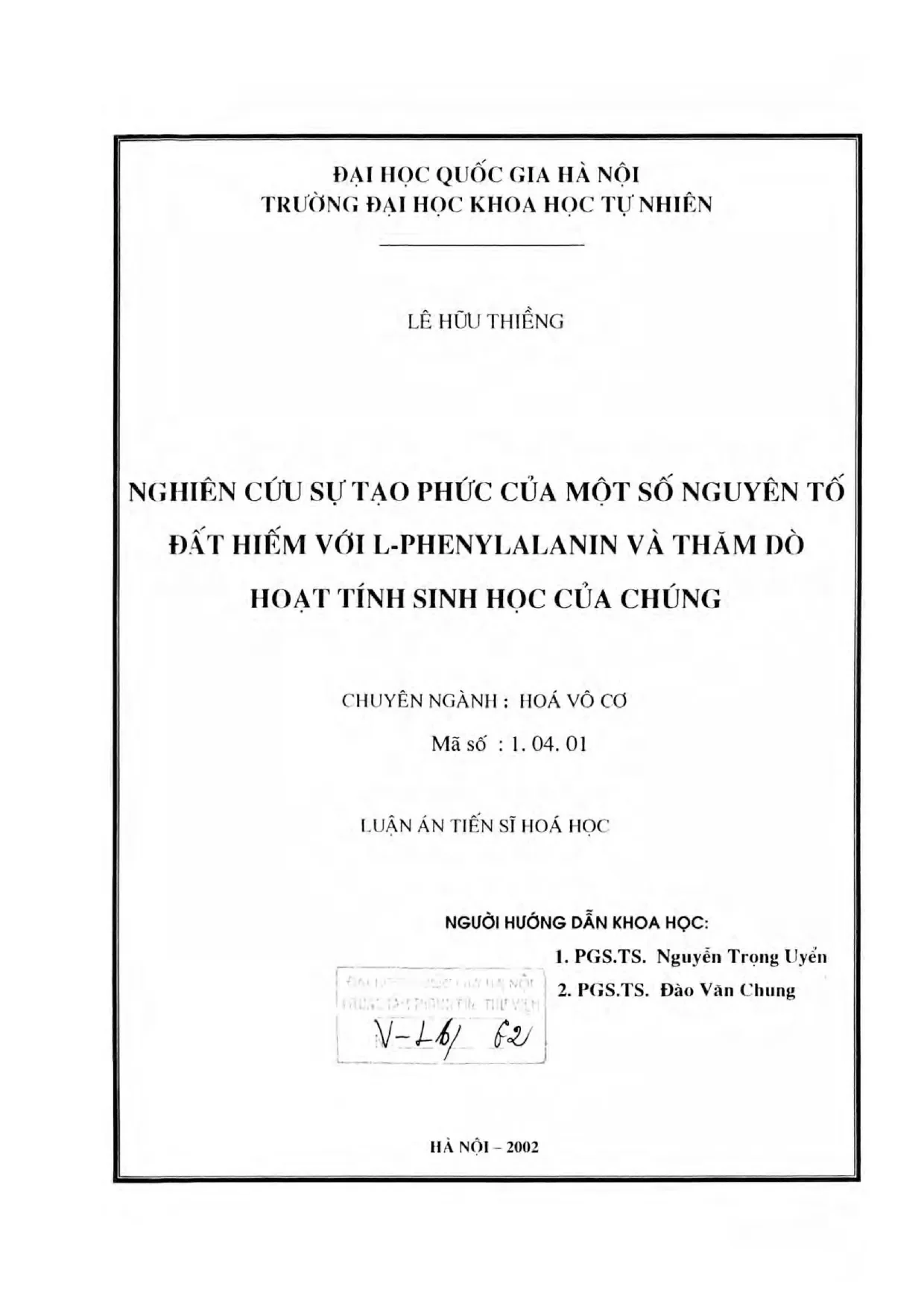 Luận án tiến sĩ nghiên cứu sự tạo phức của một số nguyên tố