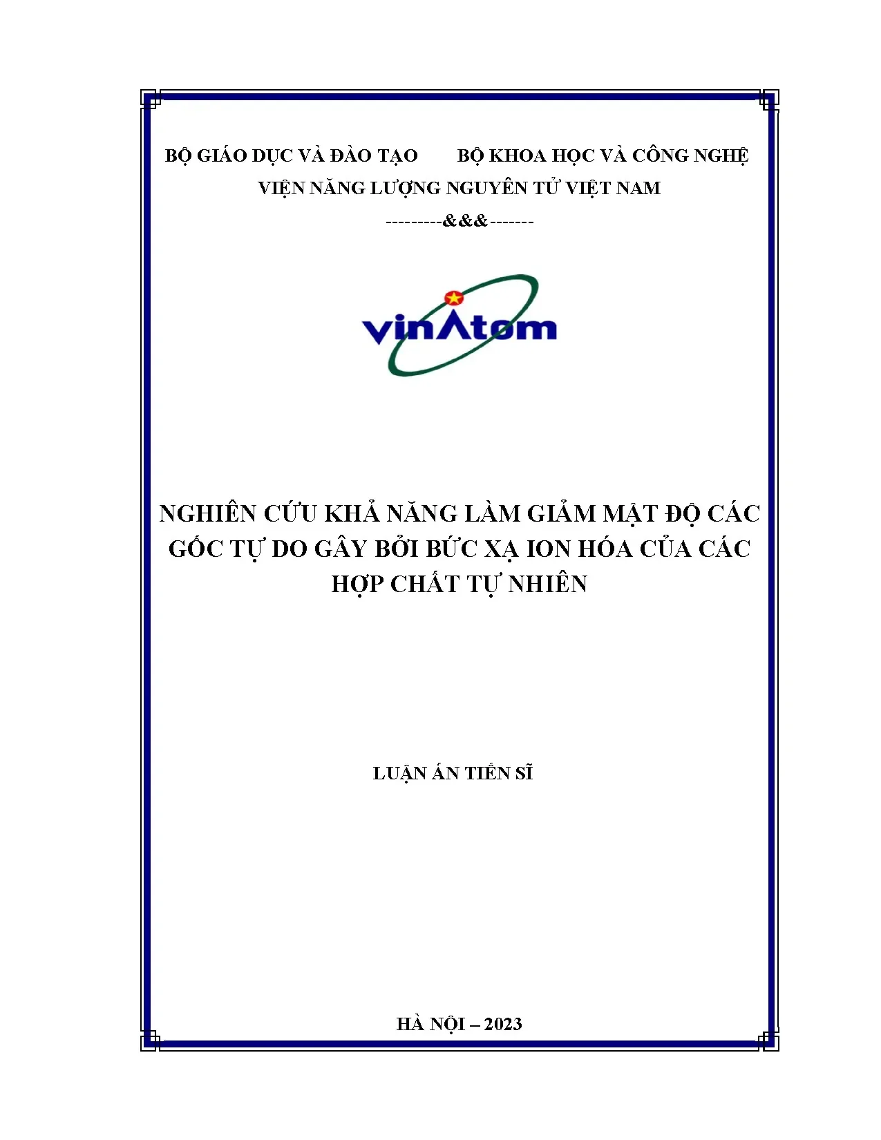 Nghiên cứu khả năng giảm gốc tự do do bức xạ ion hóa của hợp chất tự nhiên
