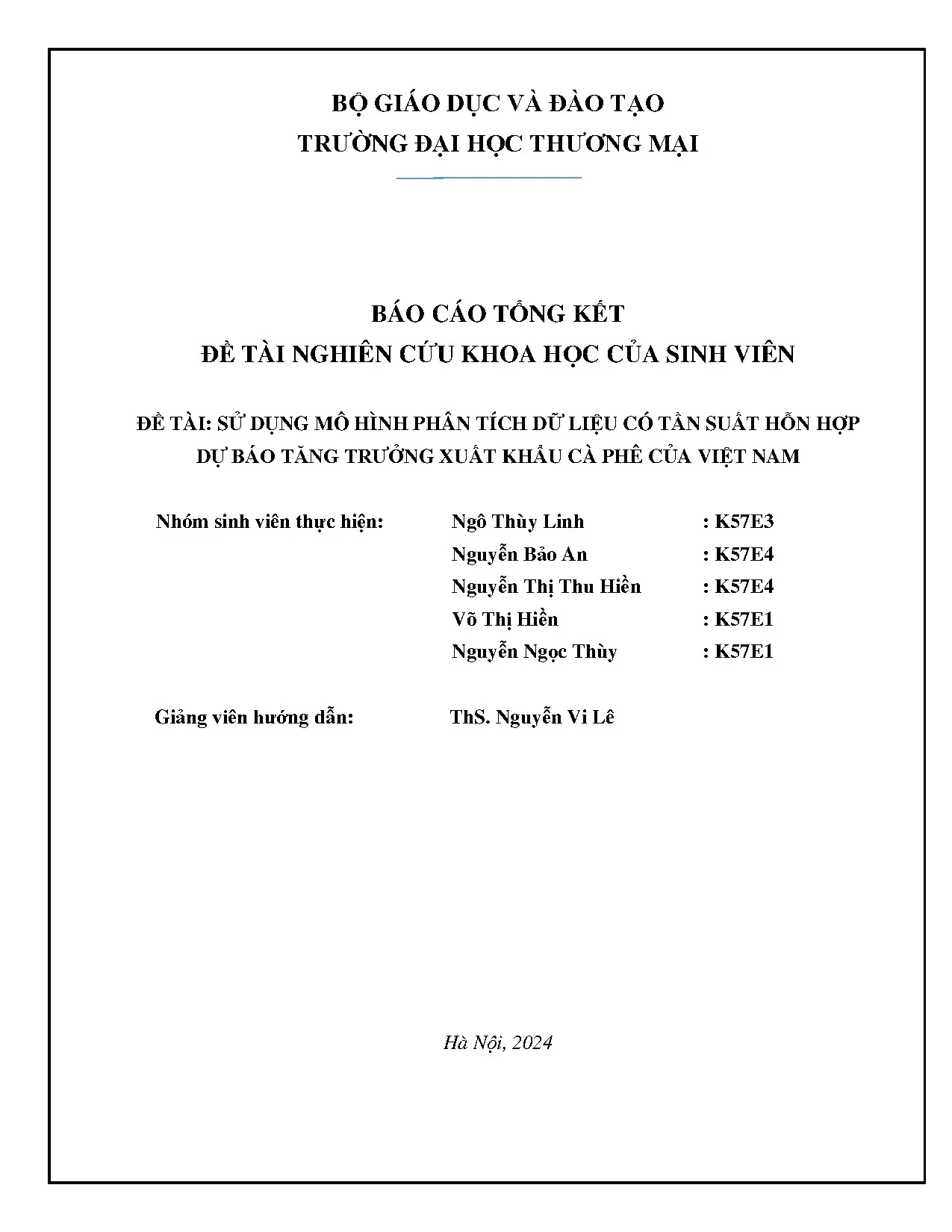 Dự báo tăng trưởng xuất khẩu cà phê Việt Nam: Phân tích dữ liệu tần suất hỗn hợp