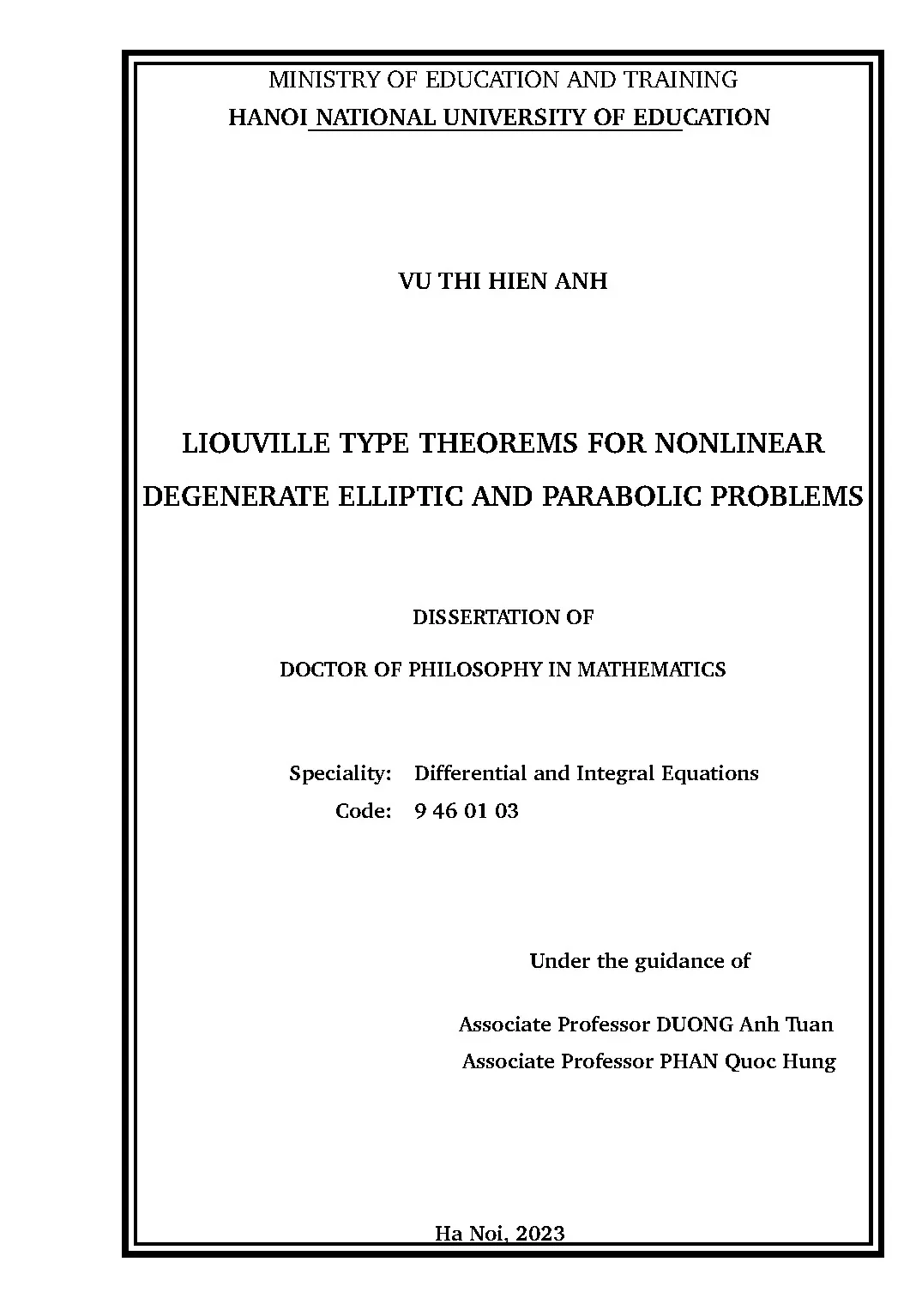 Định lý Liouville cho bài toán elliptic và parabolic phi tuyến