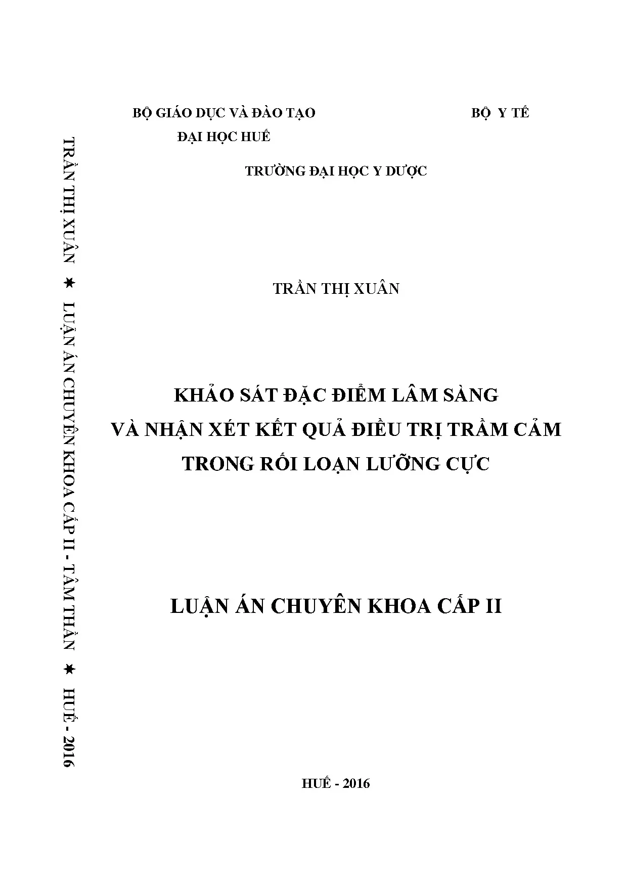 Đặc điểm lâm sàng và điều trị trầm cảm trong rối loạn lưỡng cực