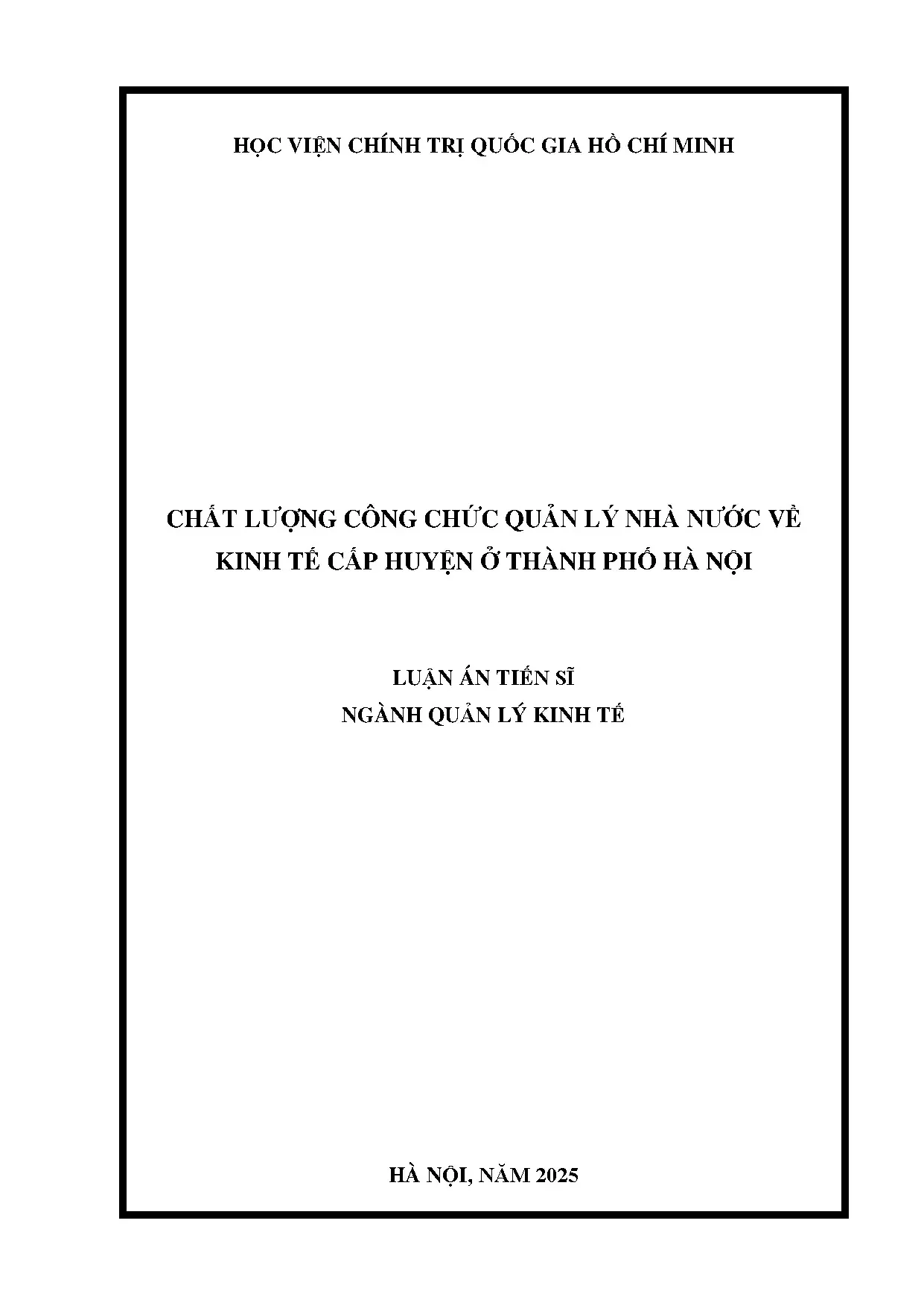 Chất lượng công chức quản lý nhà nước về kinh tế cấp huyện