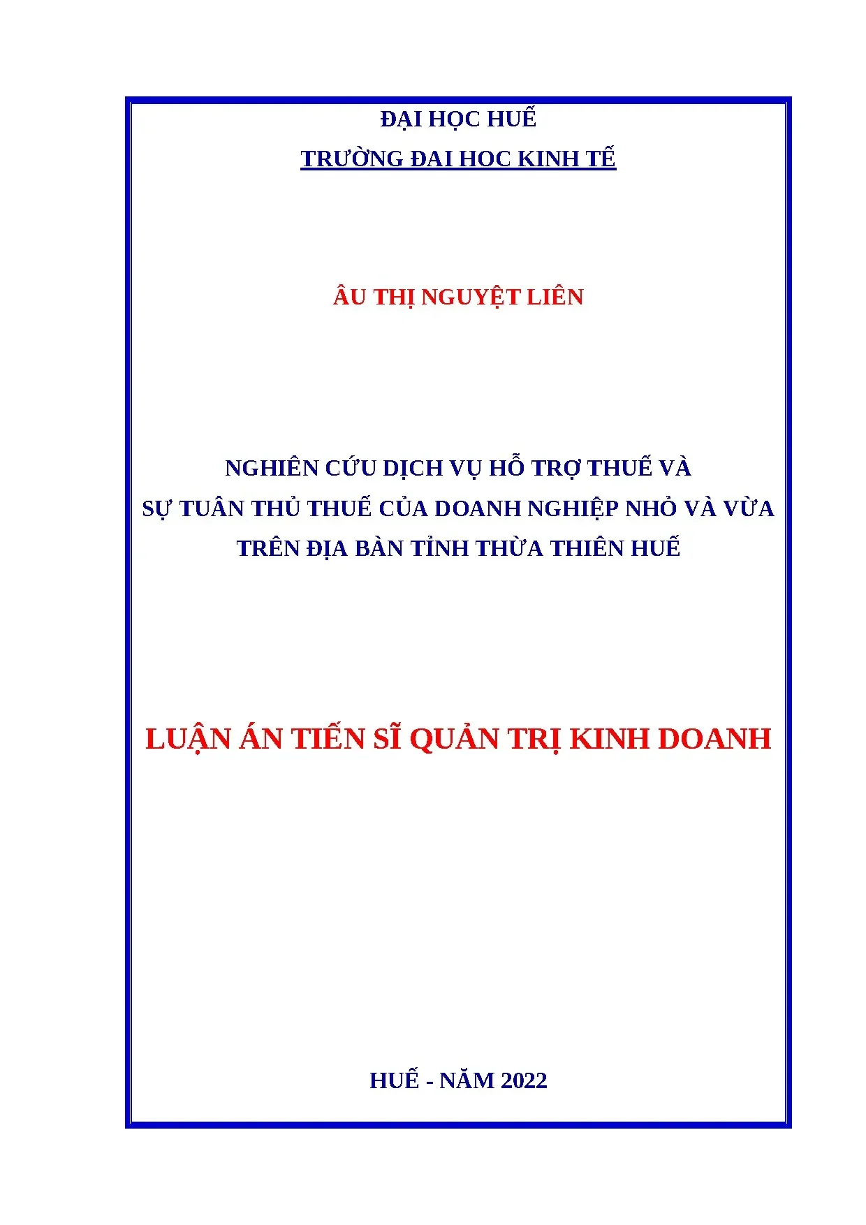 Nghiên cứu dịch vụ hỗ trợ thuế và tuân thủ thuế của doanh nghiệp nhỏ