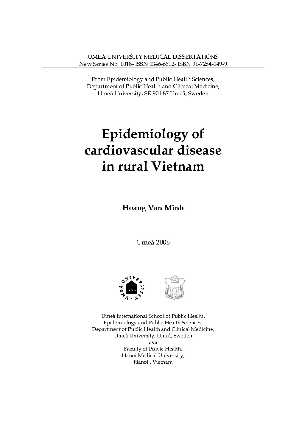 Epidemiology of cardiovascular disease in rural Vietnam