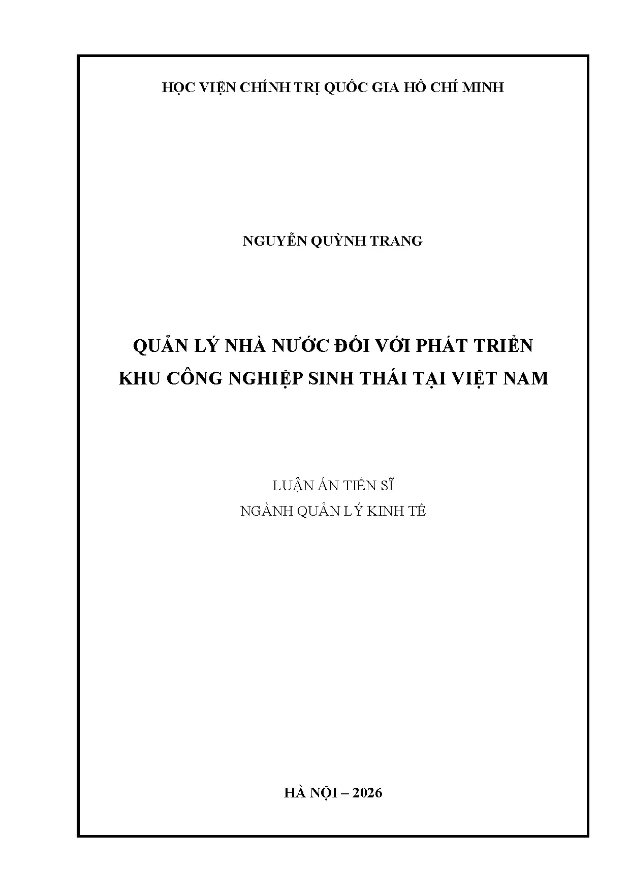 Quản lý Nhà nước KCN Sinh thái Việt Nam
