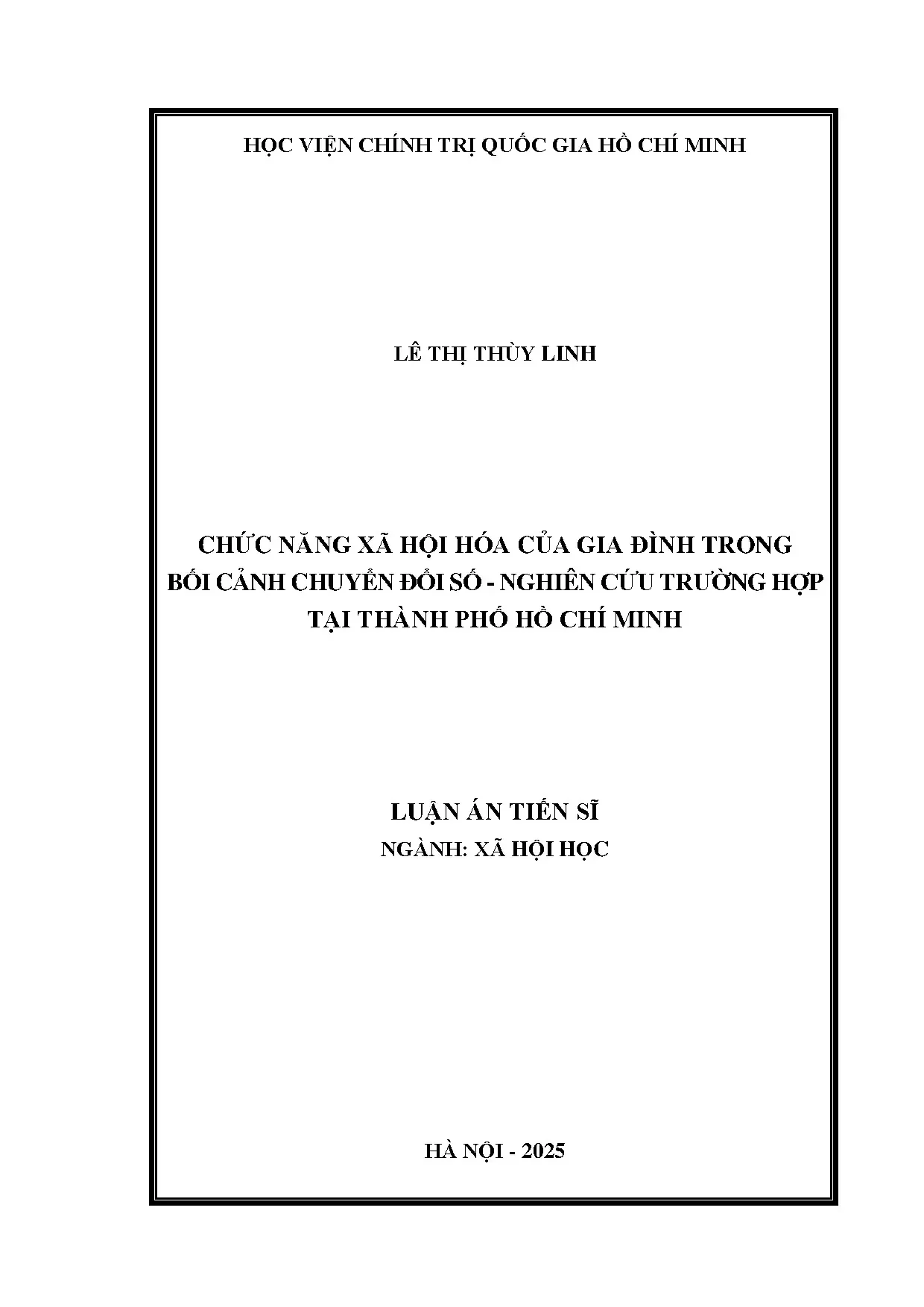 Chức năng xã hội hóa gia đình trong chuyển đổi số: Nghiên cứu tại TPHCM