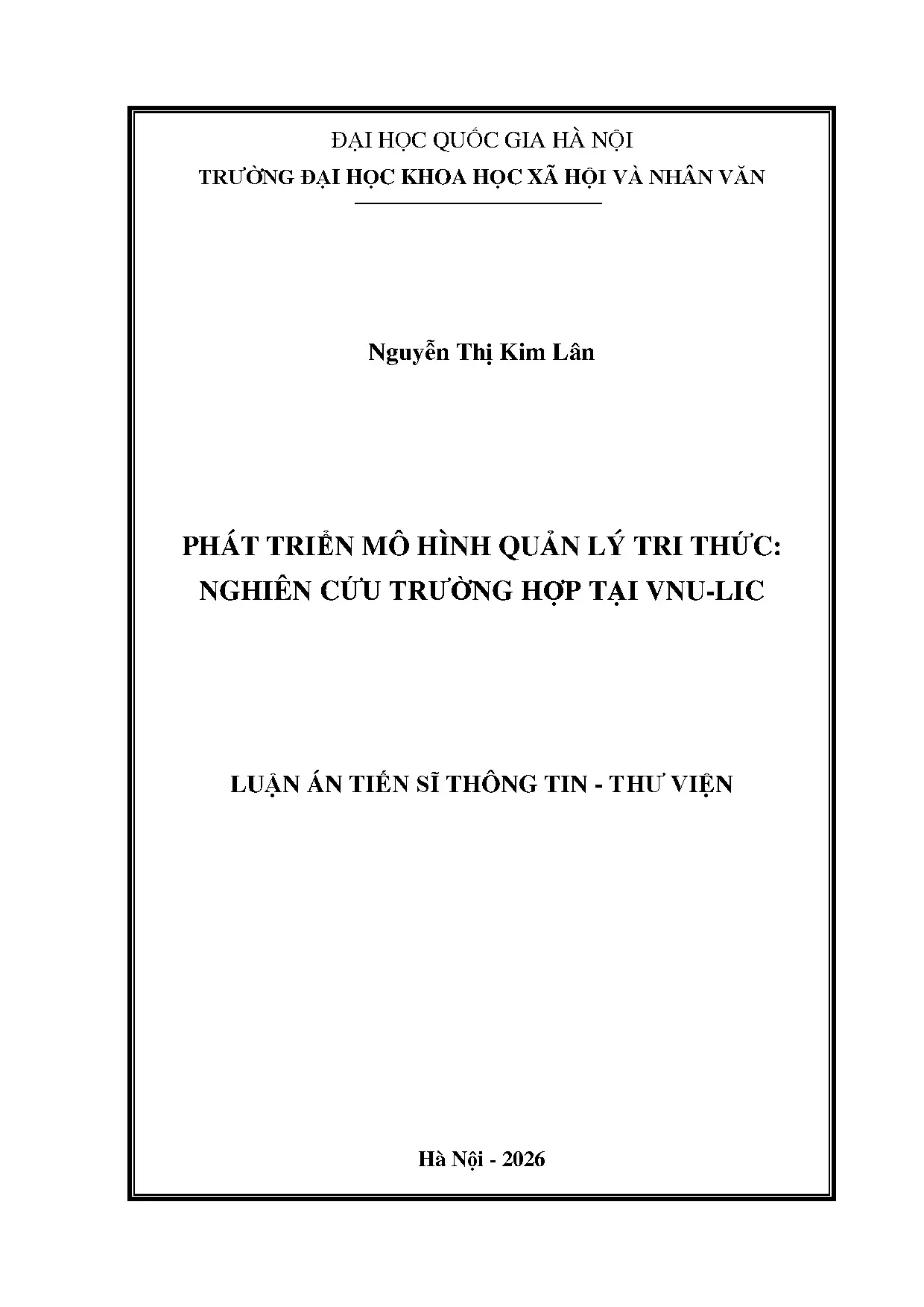 Phát triển mô hình quản lý tri thức tại VNU-LIC