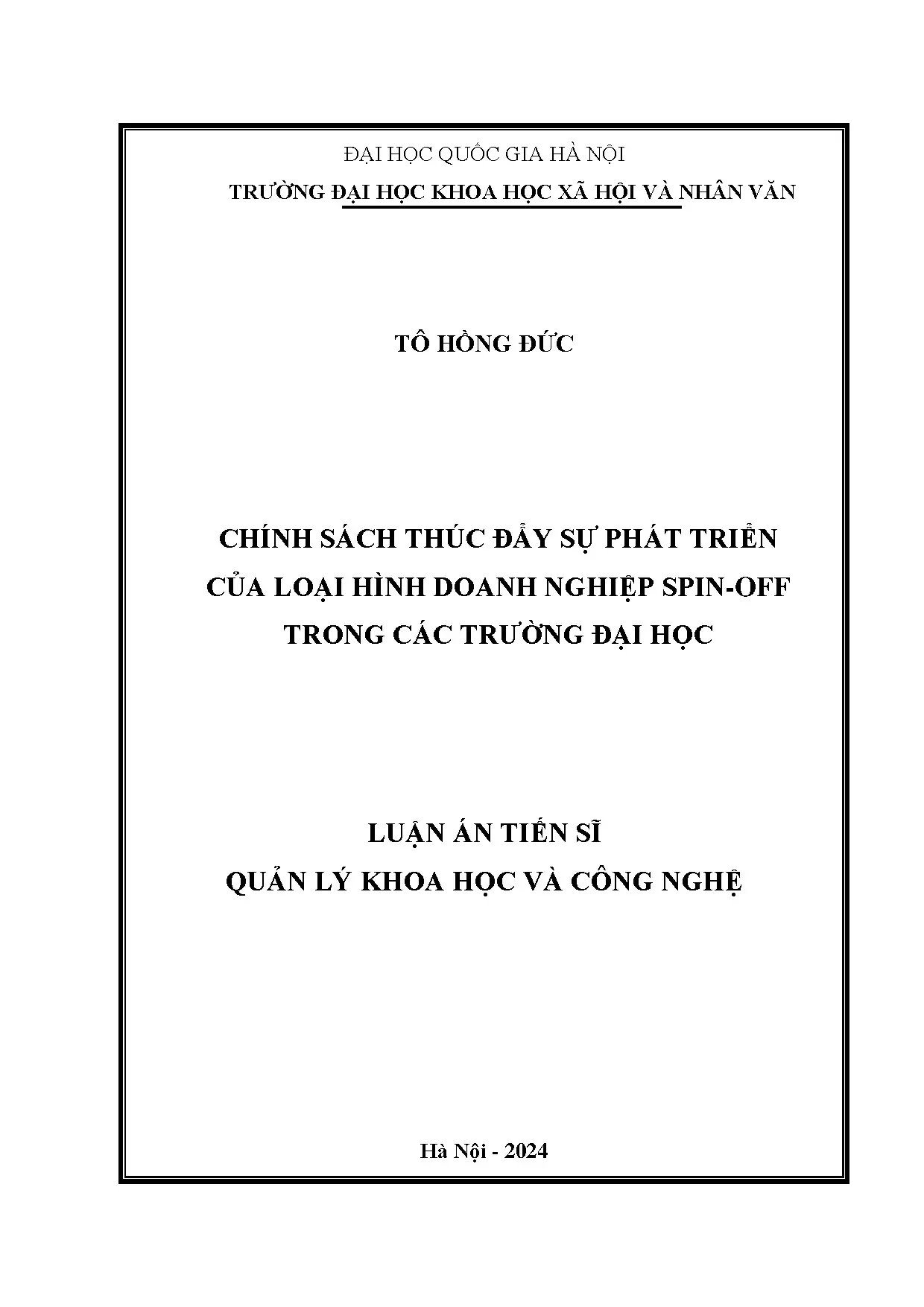 Chính sách thúc đẩy doanh nghiệp spin-off trong trường đại học