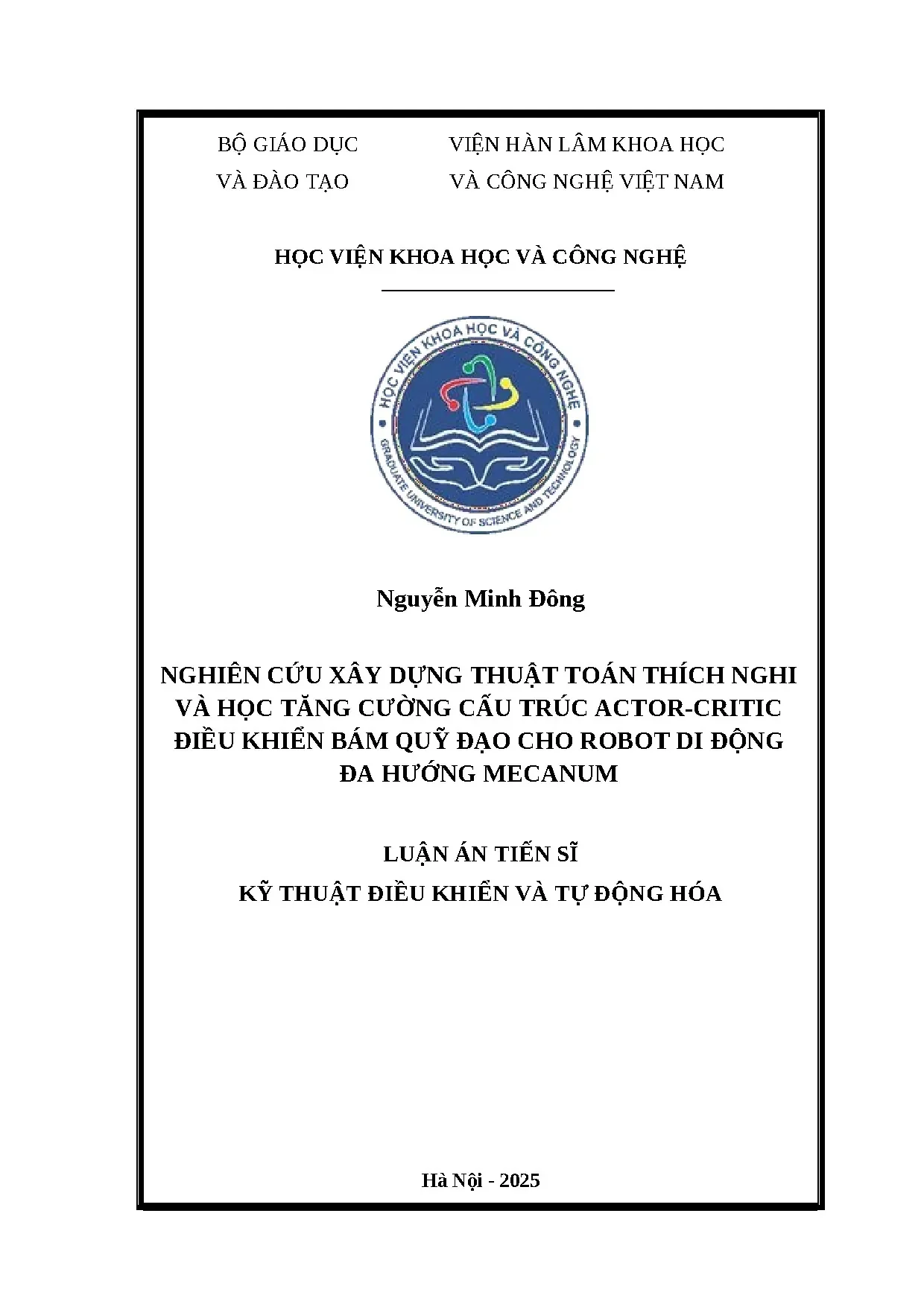 Thuật toán thích nghi & học tăng cường điều khiển robot Mecanum
