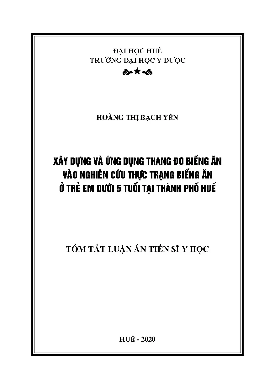 Xây dựng thang đo biếng ăn trẻ em dưới 5 tuổi Huế
