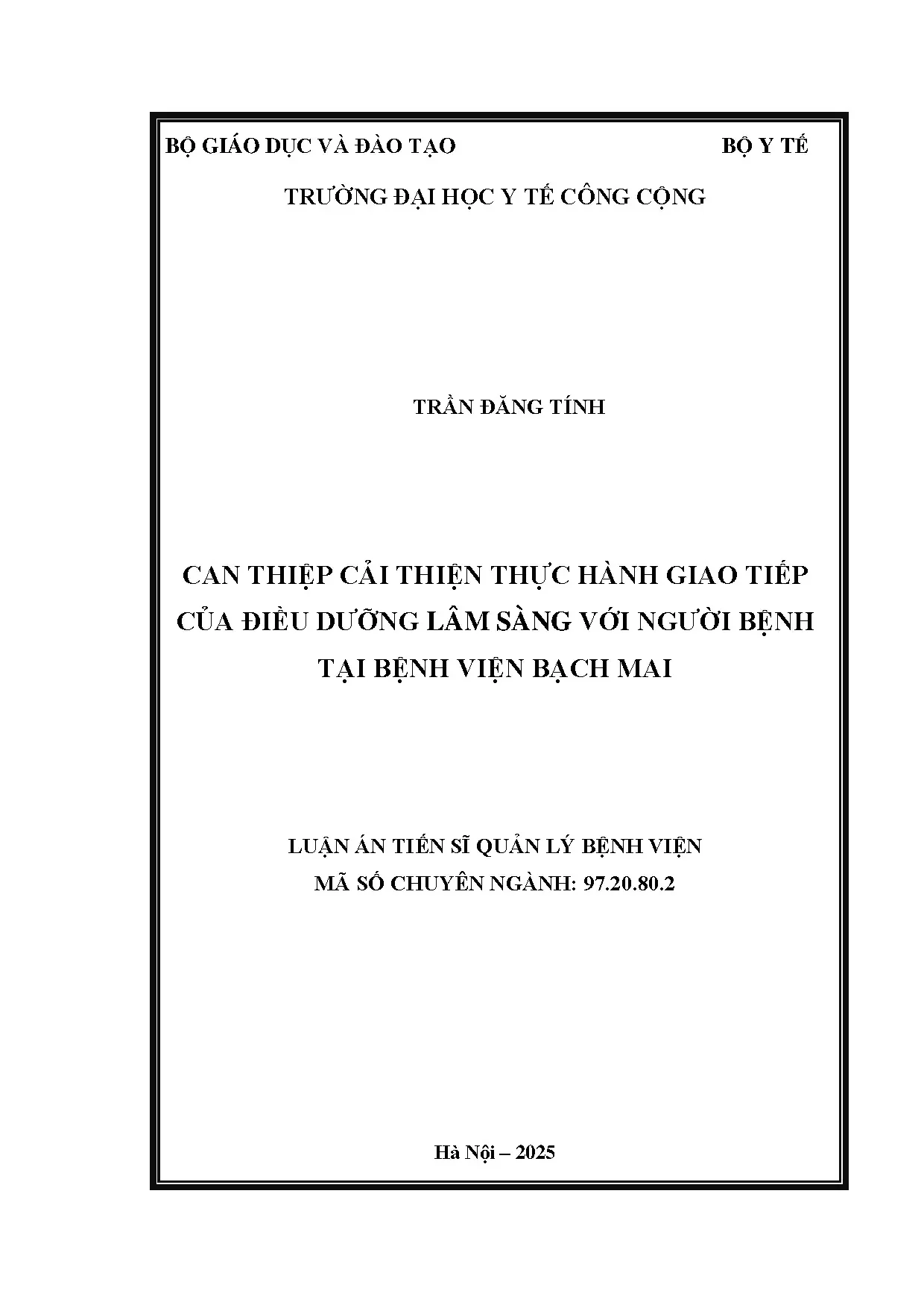 Can thiệp cải thiện giao tiếp điều dưỡng lâm sàng Bạch Mai