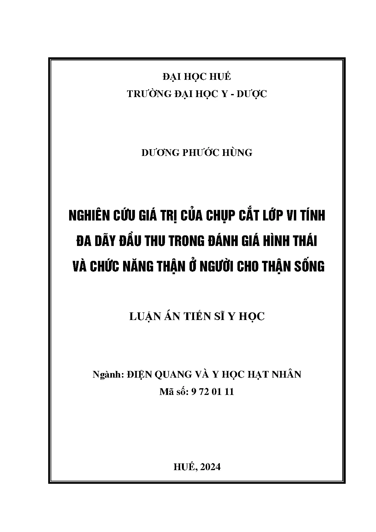 Giá trị CT đa dãy trong đánh giá thận người cho thận sống