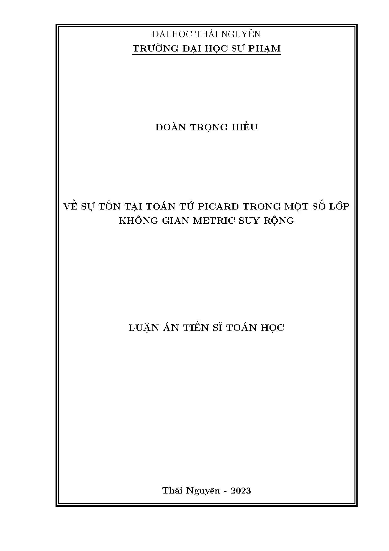 Sự tồn tại toán tử Picard trong không gian metric suy rộng